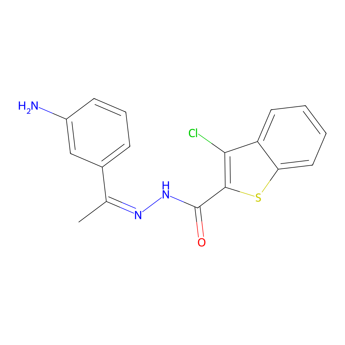 N'-[(E)-1-(3-Aminophenyl)ethylidene]-3-chloro-1-benzothiophene-2-carbohydrazide molecular structure, CAS 349625-10-1