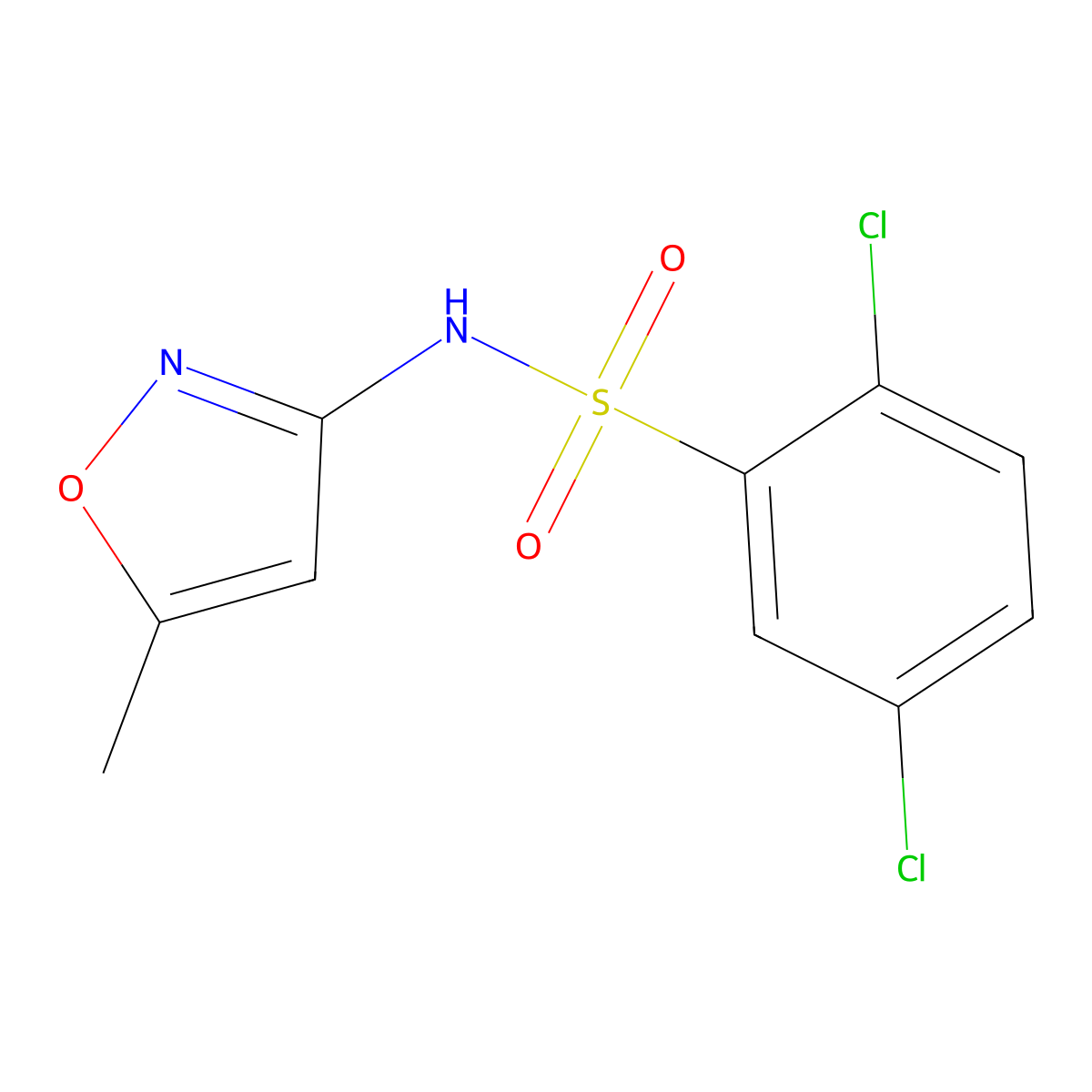 (5-Methylisoxazol-3-YL)((2,5-dichlorophenyl)sulfonyl)amine molecular structure, CAS 349625-20-3
