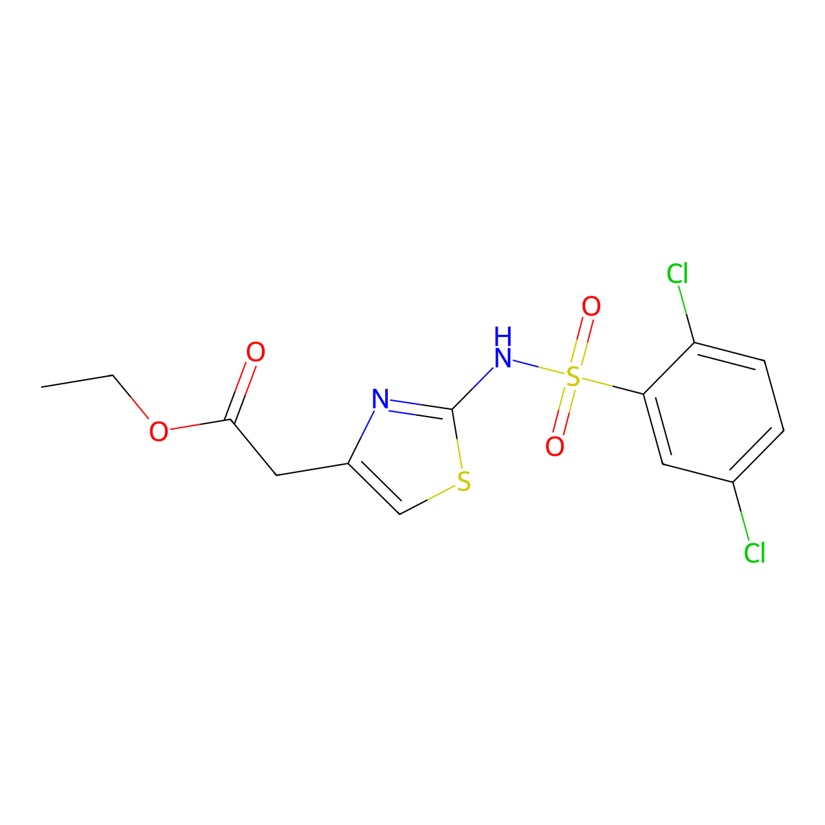 [2-(2,5-Dichloro-benzenesulfonylamino)-thiazol-4-yl]-acetic acid ethyl ester molecular structure, CAS 349625-24-7