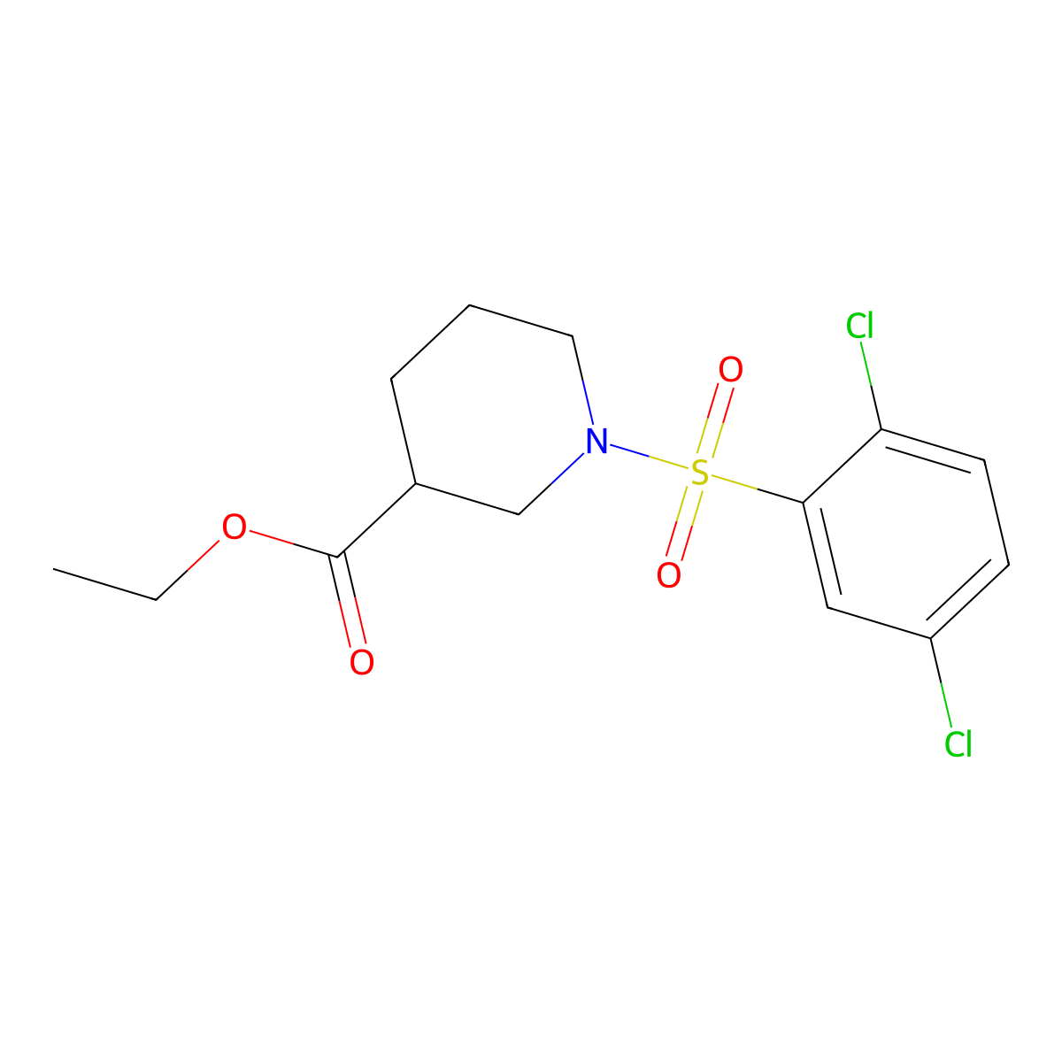 Ethyl 1-[(2,5-dichlorophenyl)sulfonyl]piperidine-3-carboxylate molecular structure, CAS 349625-28-1