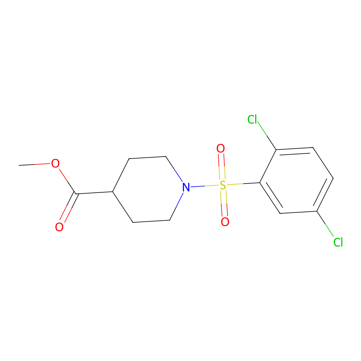 Methyl 1-[(2,5-dichlorophenyl)sulfonyl]piperidine-4-carboxylate molecular structure, CAS 349625-40-7