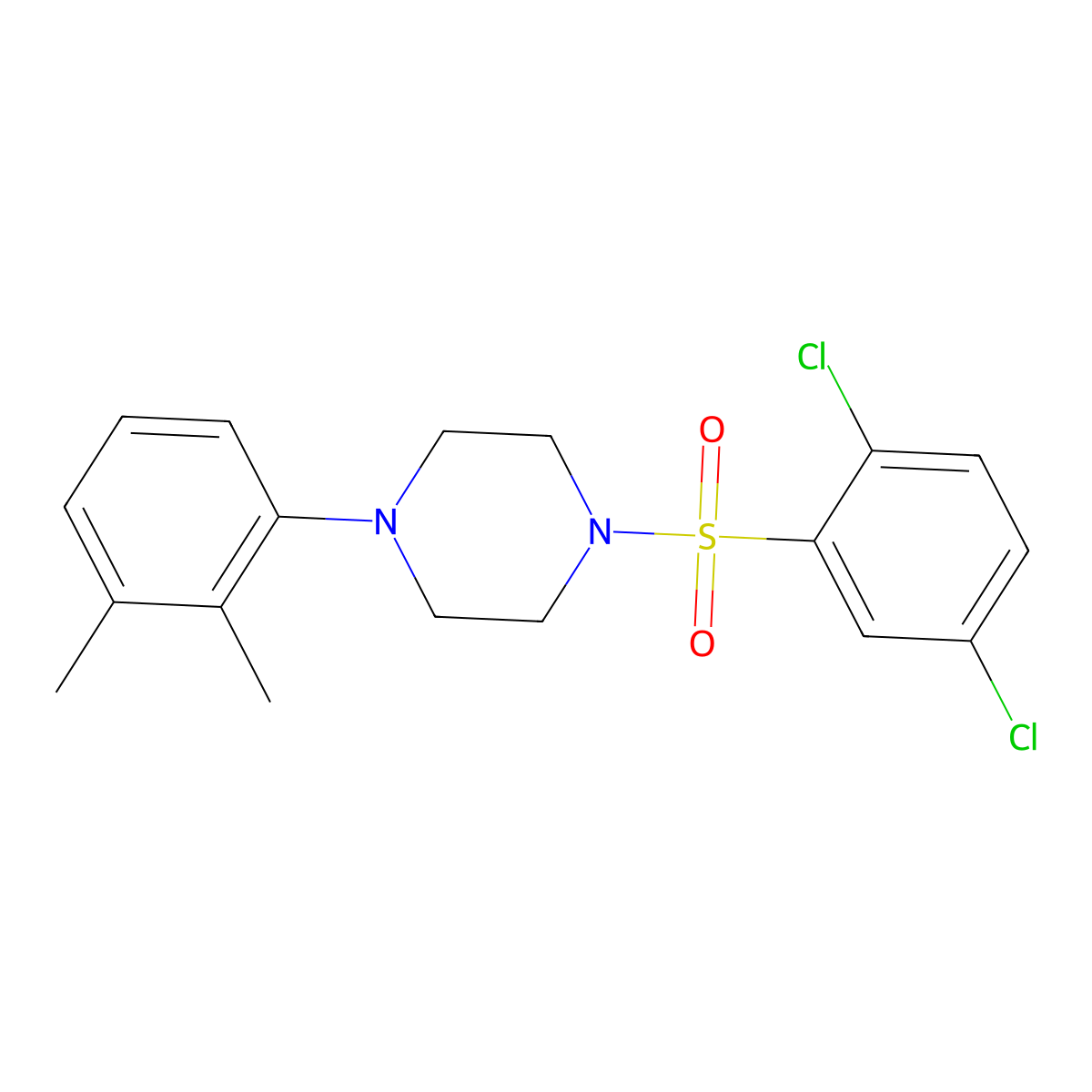 1-(2,5-Dichlorophenyl)sulfonyl-4-(2,3-dimethylphenyl)piperazine molecular structure, CAS 349625-64-5