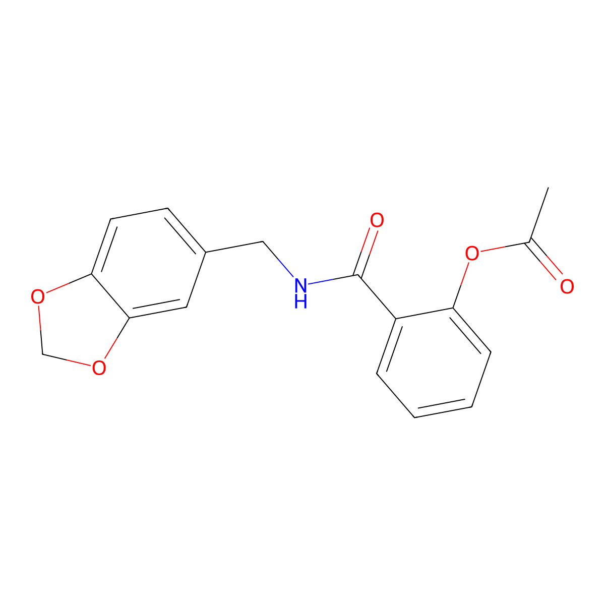 2-[(1,3-Benzodioxol-5-ylmethyl)carbamoyl]phenyl acetate molecular structure, CAS 349625-84-9