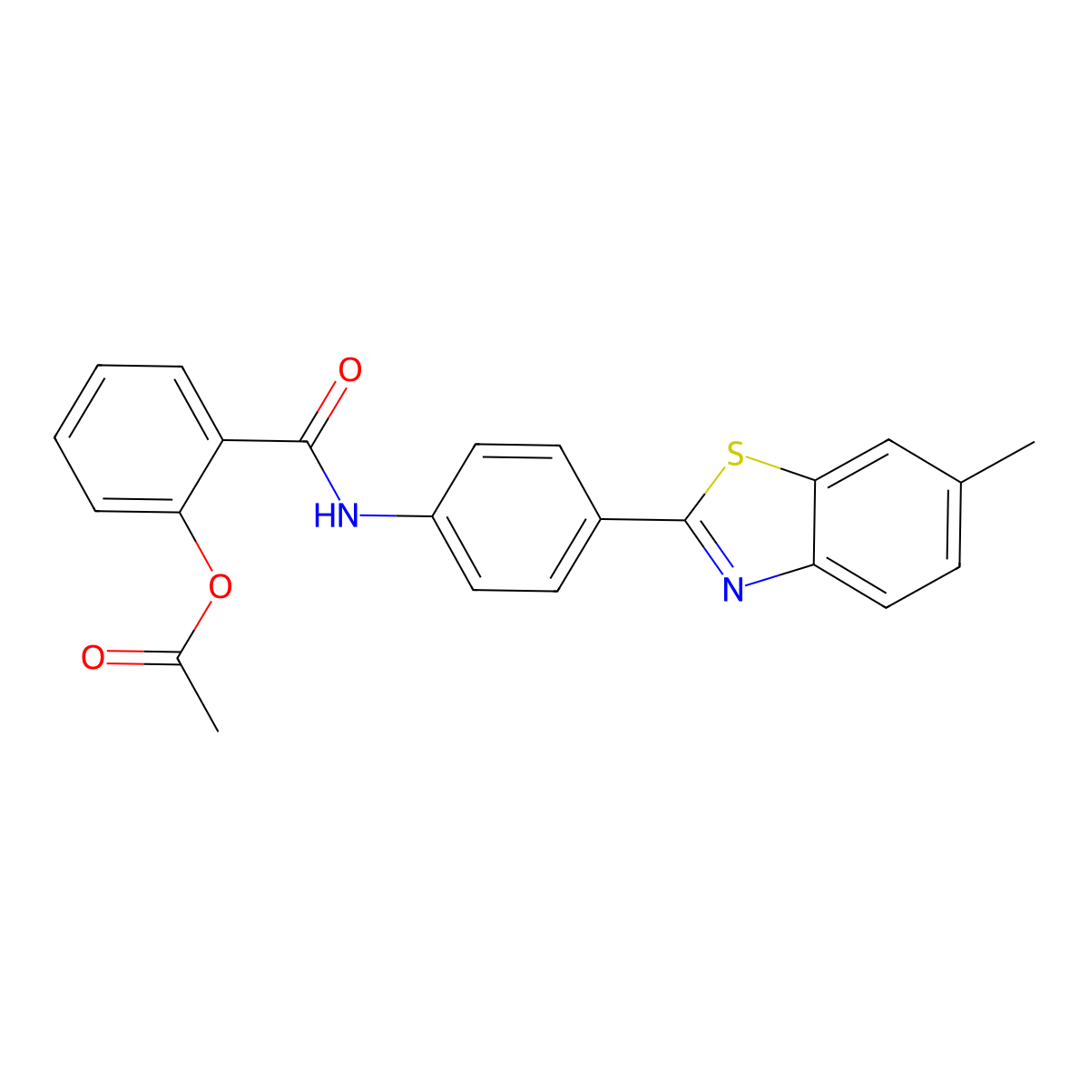 2-{[4-(6-Methyl-1,3-benzothiazol-2-yl)phenyl]carbamoyl}phenyl acetate molecular structure, CAS 349626-00-2