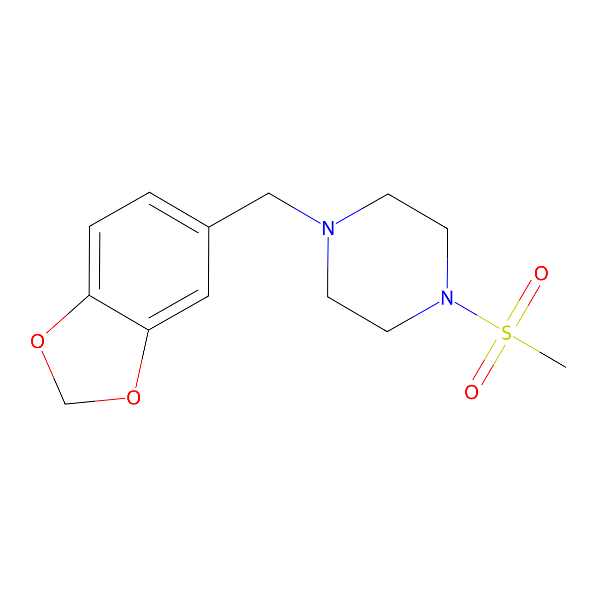 1-(1,3-Benzodioxol-5-ylmethyl)-4-methylsulfonylpiperazine molecular structure, CAS 349626-05-7