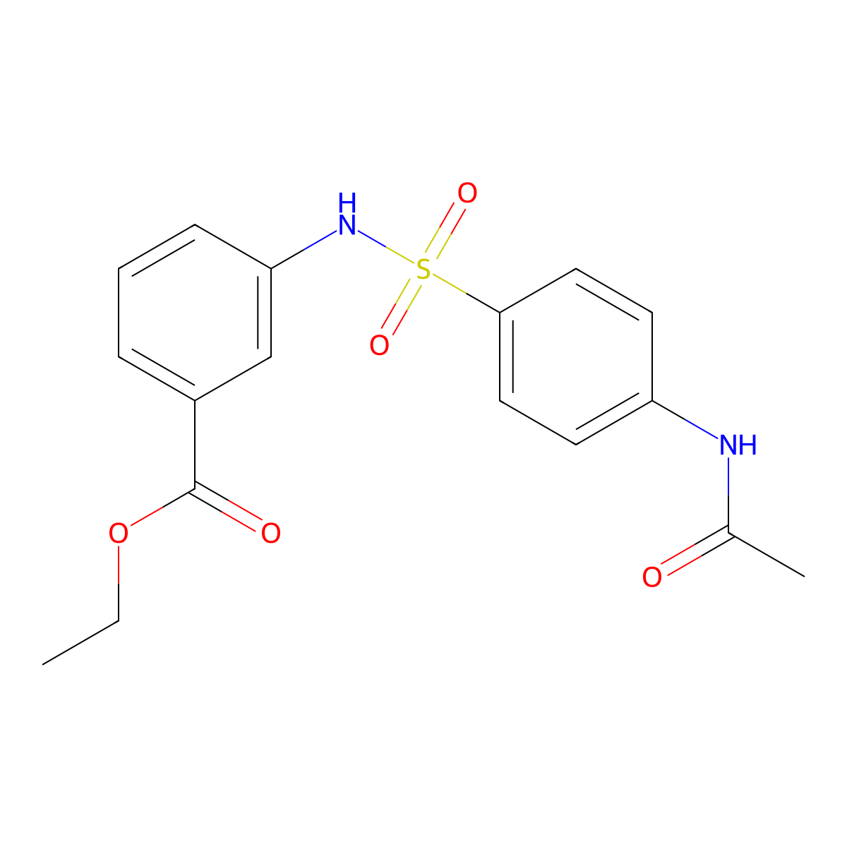 Ethyl 3-({[4-(acetylamino)phenyl]sulfonyl}amino)benzoate molecular structure, CAS 349626-09-1