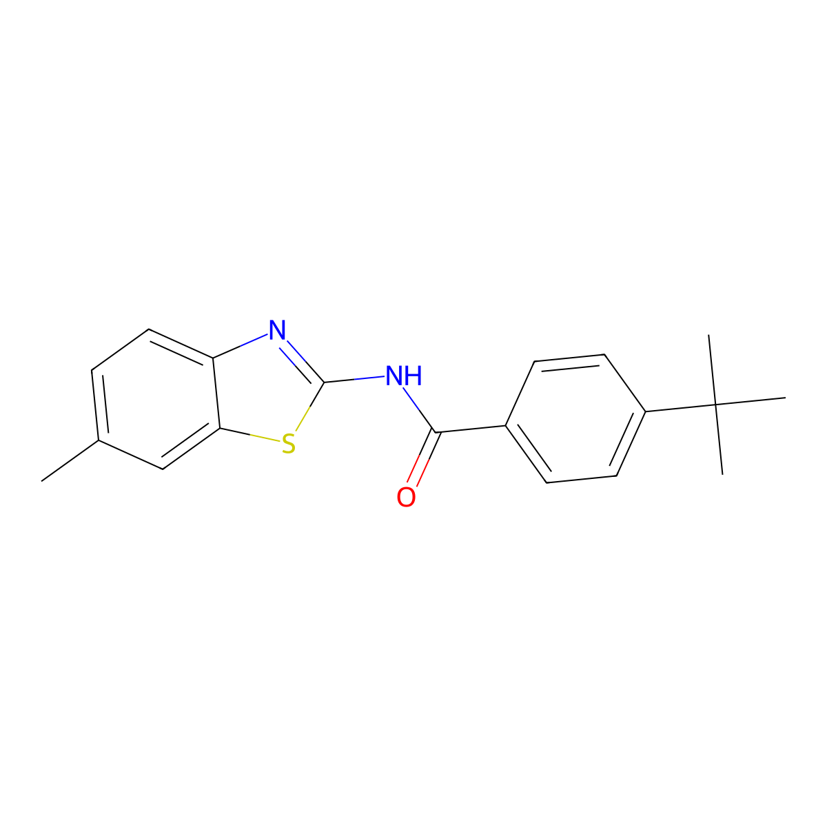 4-tert-butyl-N-(6-methyl-1,3-benzothiazol-2-yl)benzamide molecular structure, CAS 349626-32-0