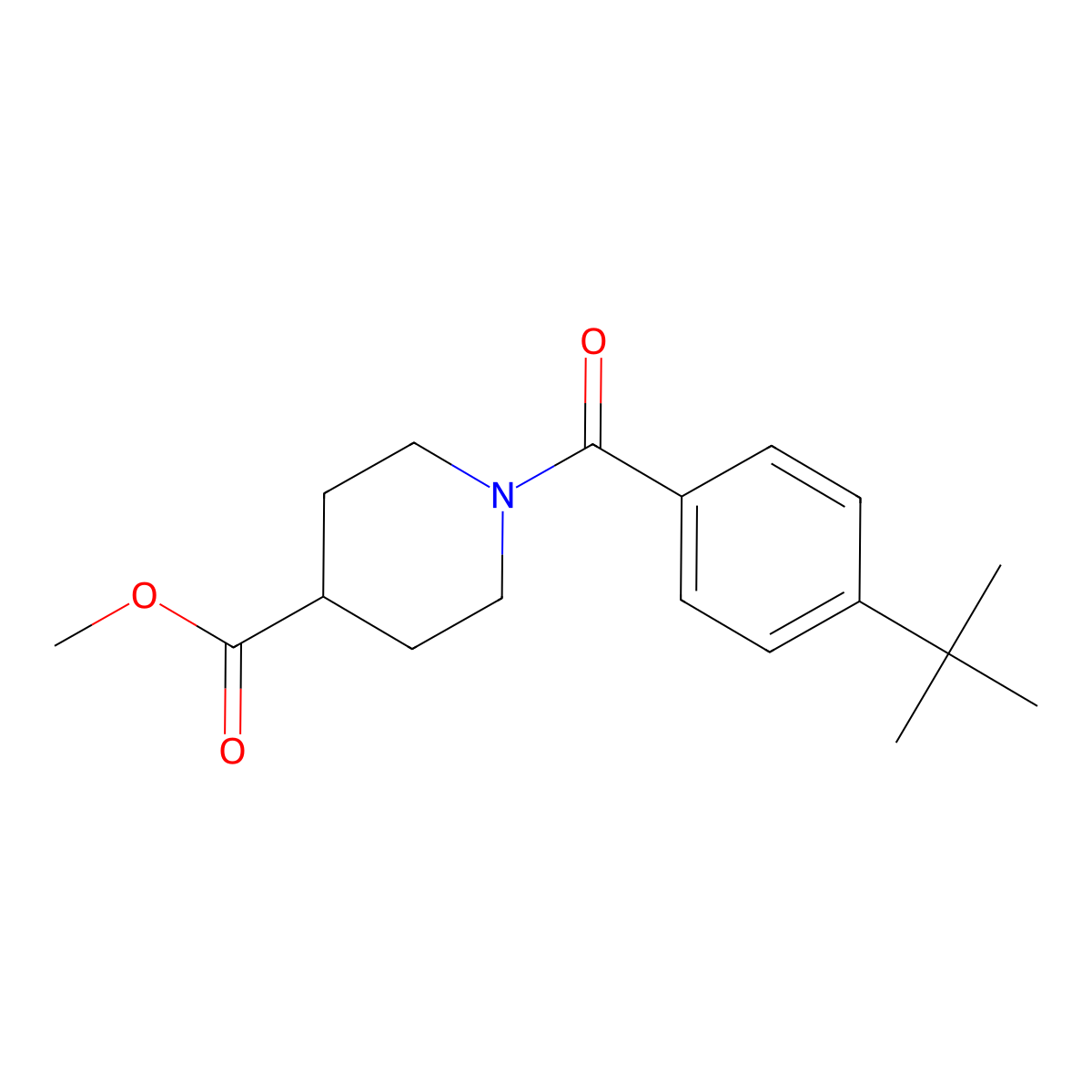 Methyl 1-[(4-tert-butylphenyl)carbonyl]piperidine-4-carboxylate molecular structure, CAS 349626-47-7