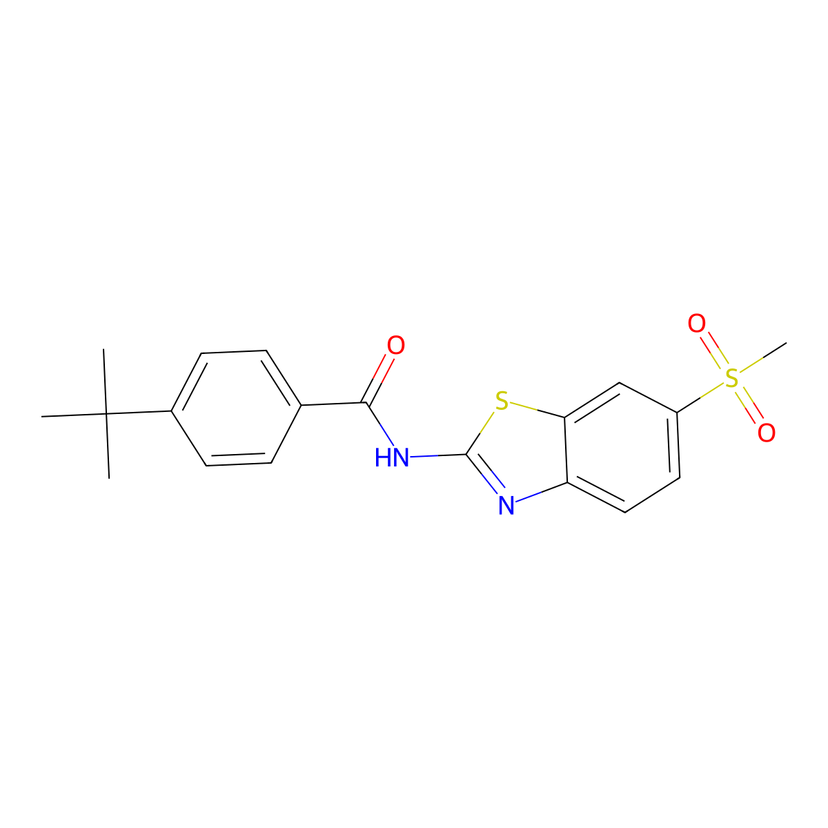 4-(tert-butyl)-N-(6-(methylsulfonyl)benzo[d]thiazol-2-yl)benzamide molecular structure, CAS 349626-54-6