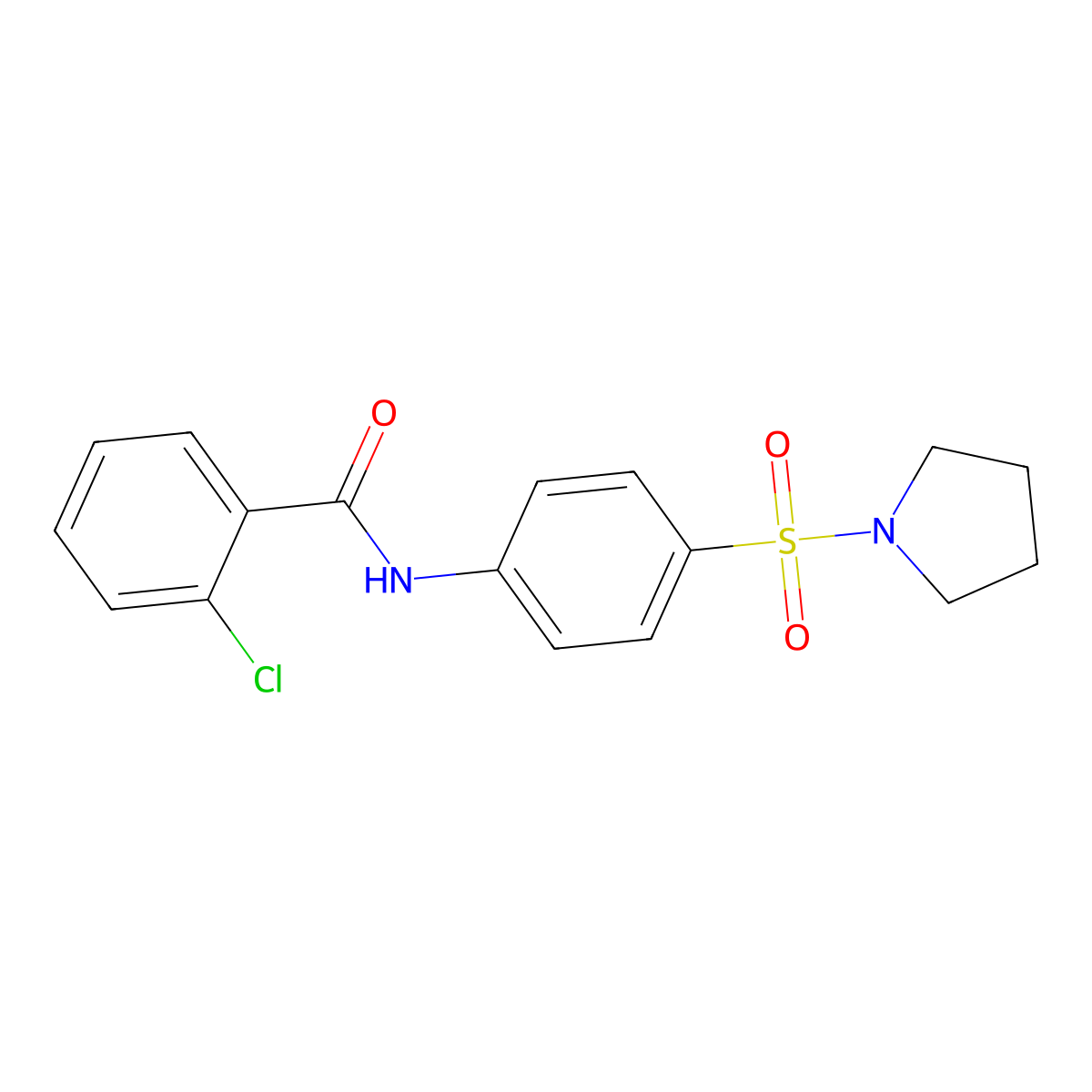 2-chloro-N-[4-(1-pyrrolidinylsulfonyl)phenyl]benzamide molecular structure, CAS 349627-13-0