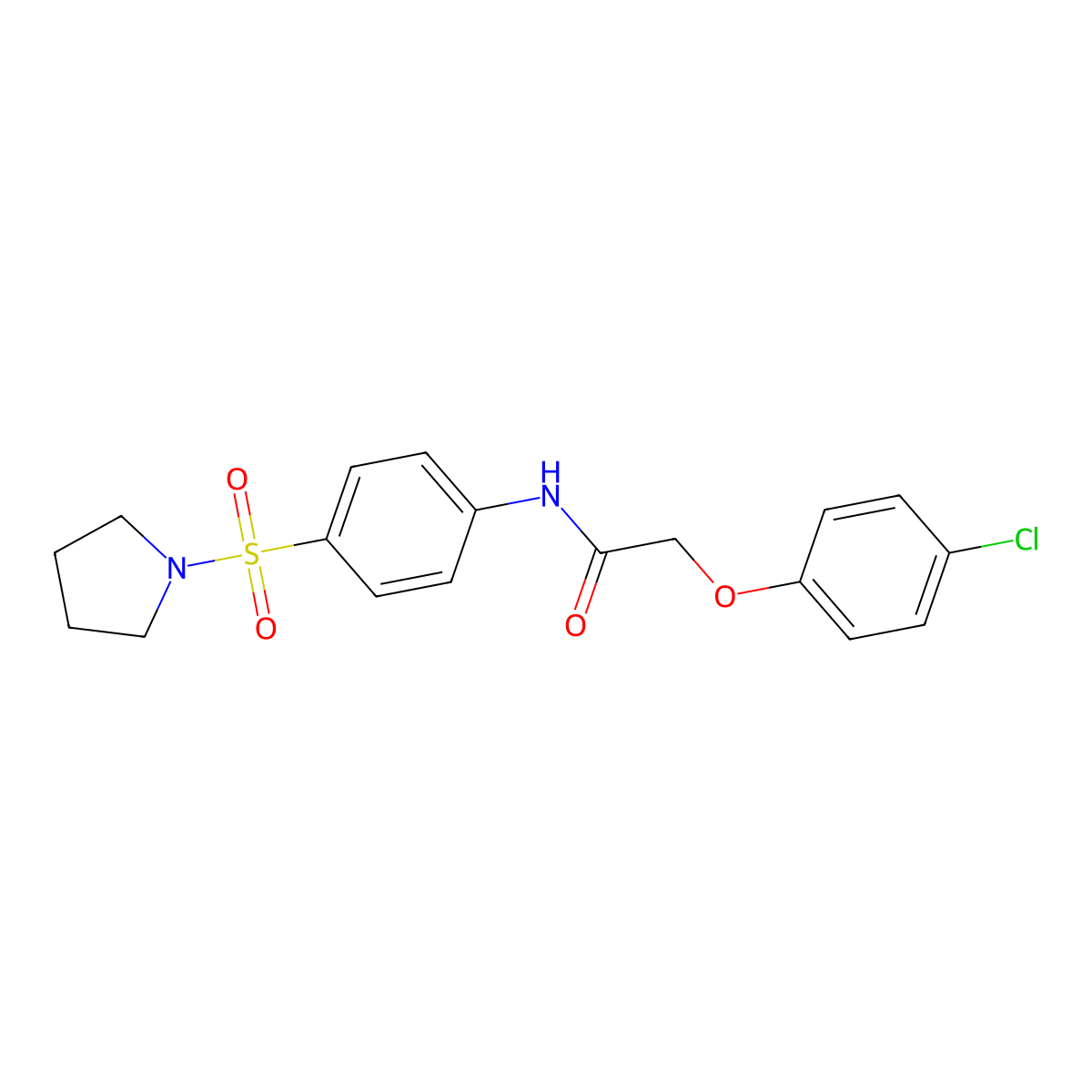 2-(4-chlorophenoxy)-N-[4-(pyrrolidin-1-ylsulfonyl)phenyl]acetamide molecular structure, CAS 349627-24-3