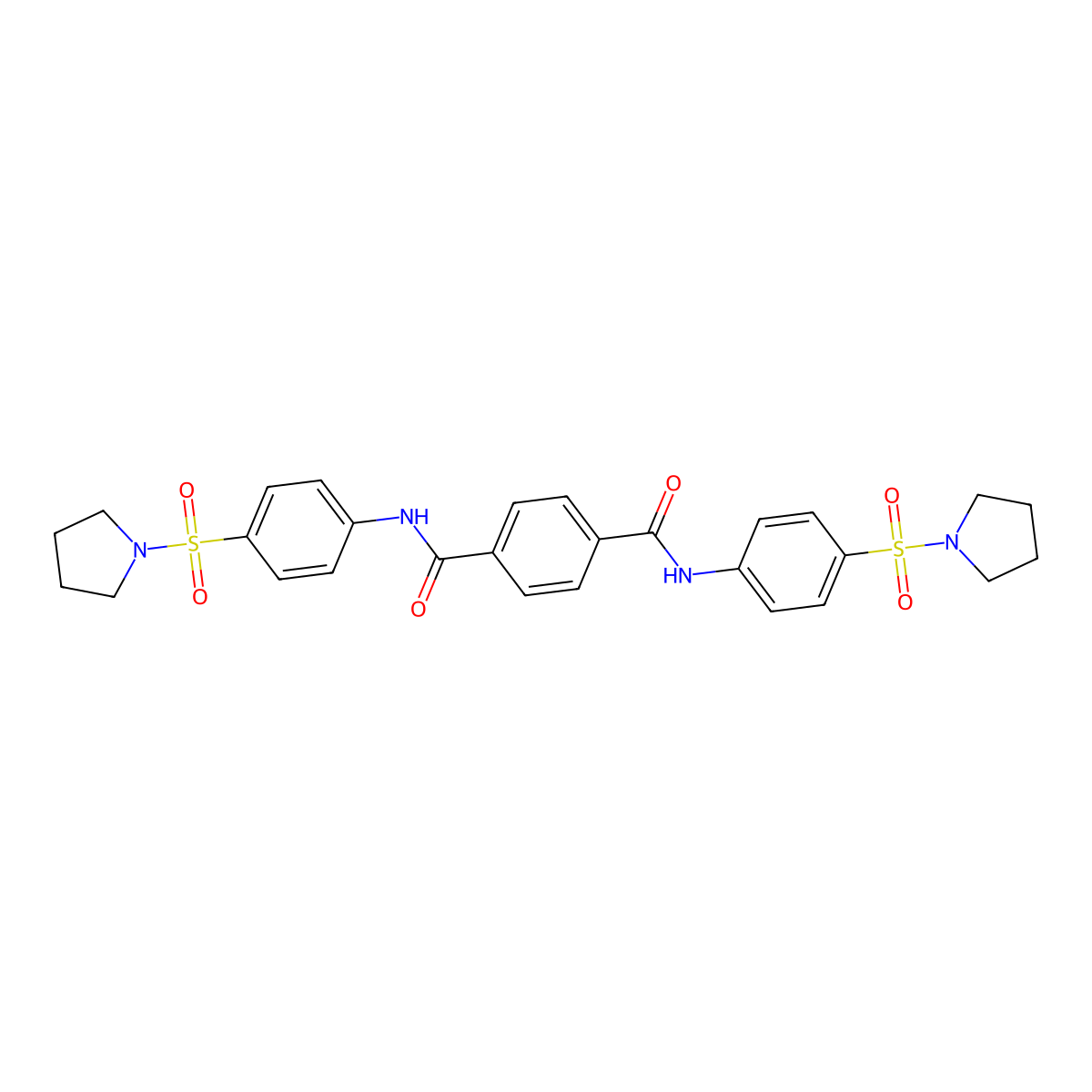 N,N'-bis[4-(1-pyrrolidinylsulfonyl)phenyl]terephthalamide molecular structure, CAS 349627-81-2