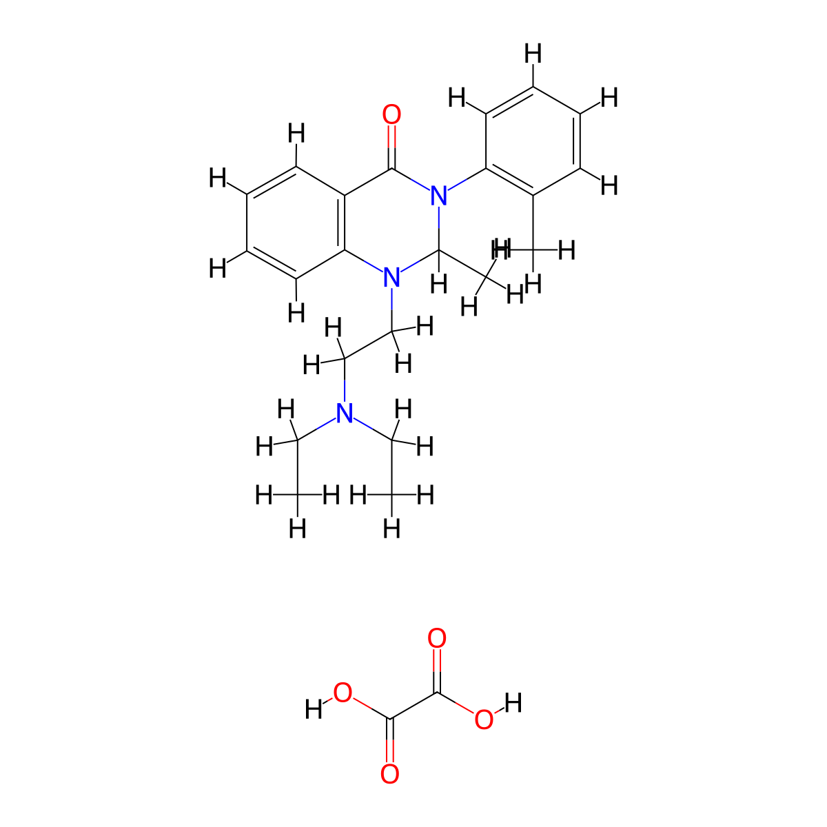 4-Quinazolinone, 1,2,3,4-tetrahydro-1-diethylaminoethyl-2-methyl-3-(o-tolyl)-, oxalate molecular structure, CAS 34963-48-9