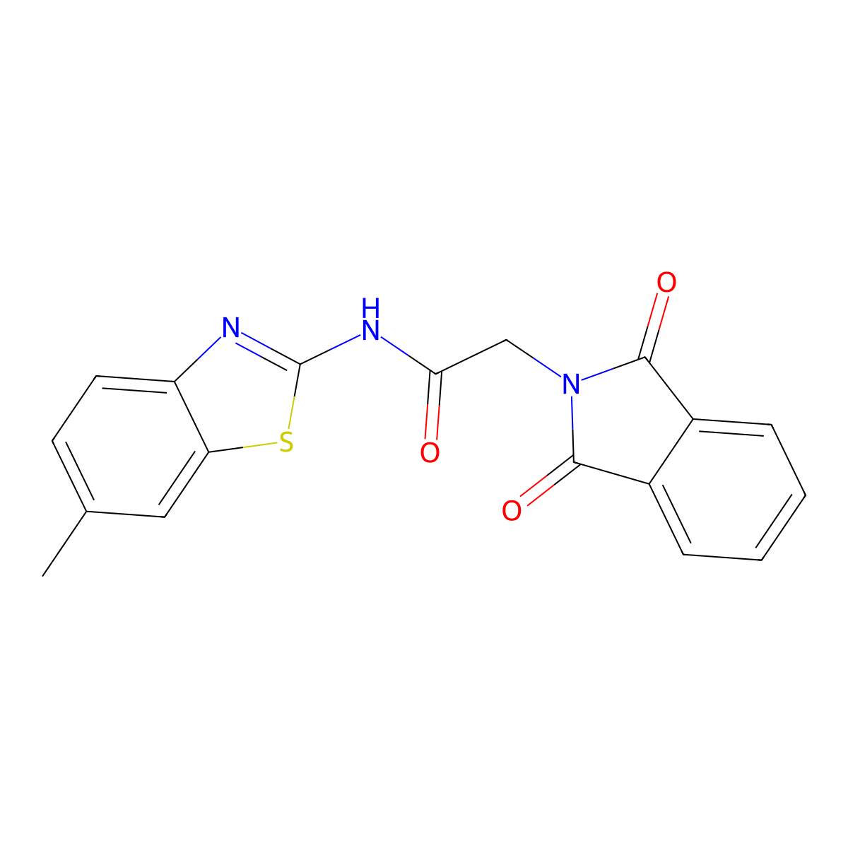 2-(1,3-dioxo-1,3-dihydro-2H-isoindol-2-yl)-N-(6-methyl-1,3-benzothiazol-2-yl)acetamide molecular structure, CAS 349636-90-4