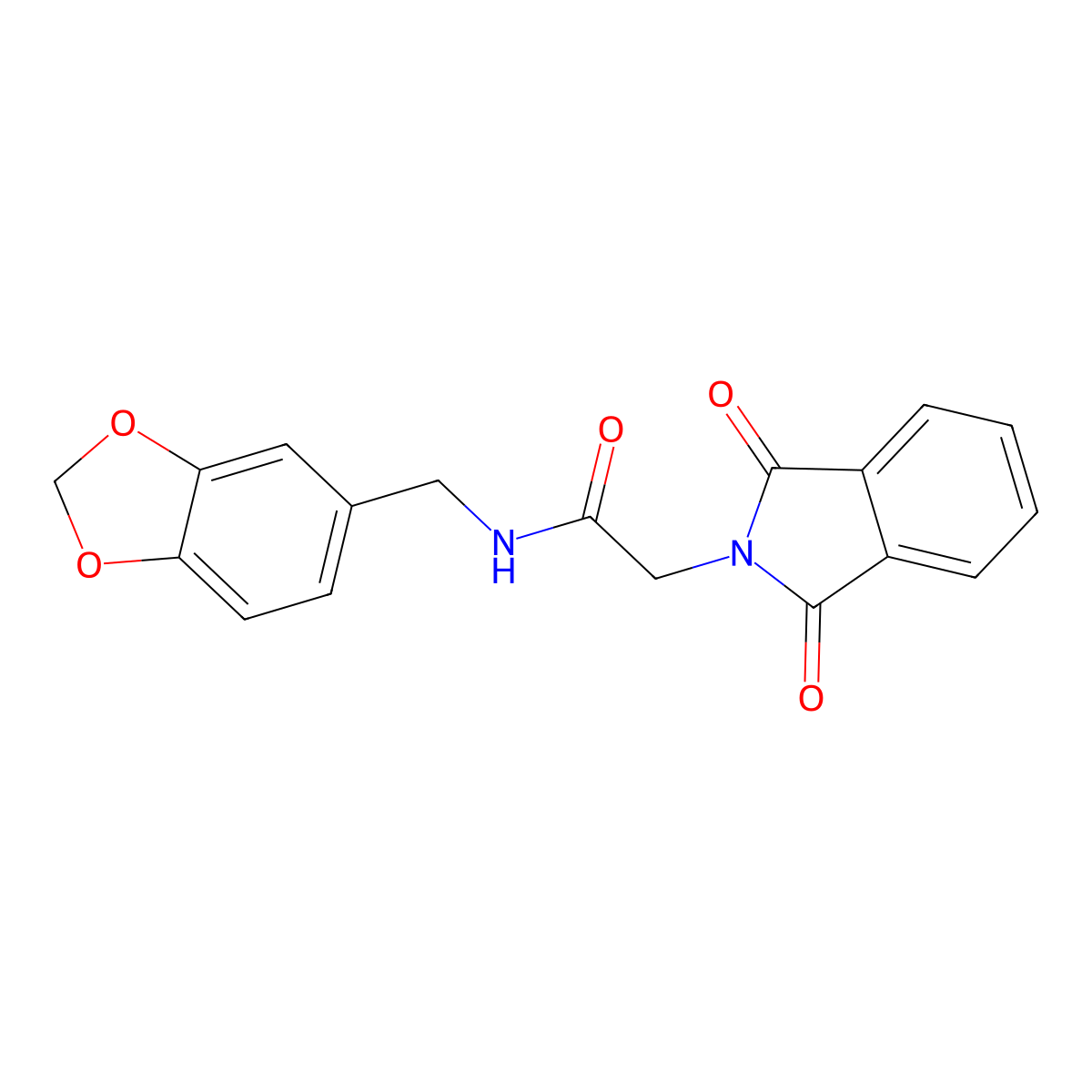 N-(1,3-benzodioxol-5-ylmethyl)-2-(1,3-dioxoisoindol-2-yl)acetamide molecular structure, CAS 349636-98-2