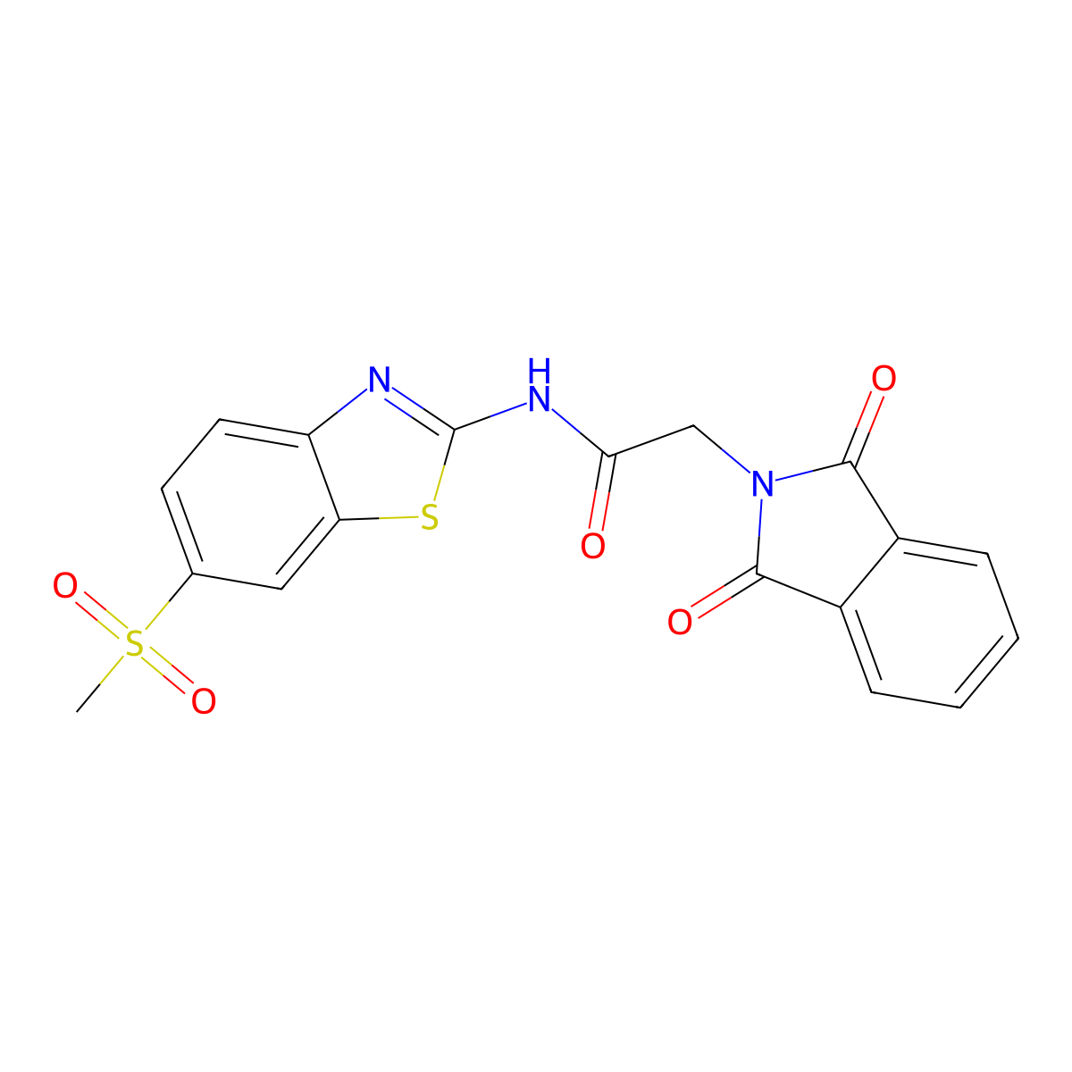2-(1,3-dioxo-1,3-dihydro-2H-isoindol-2-yl)-N-[6-(methylsulfonyl)-1,3-benzothiazol-2-yl]acetamide molecular structure, CAS 349636-99-3