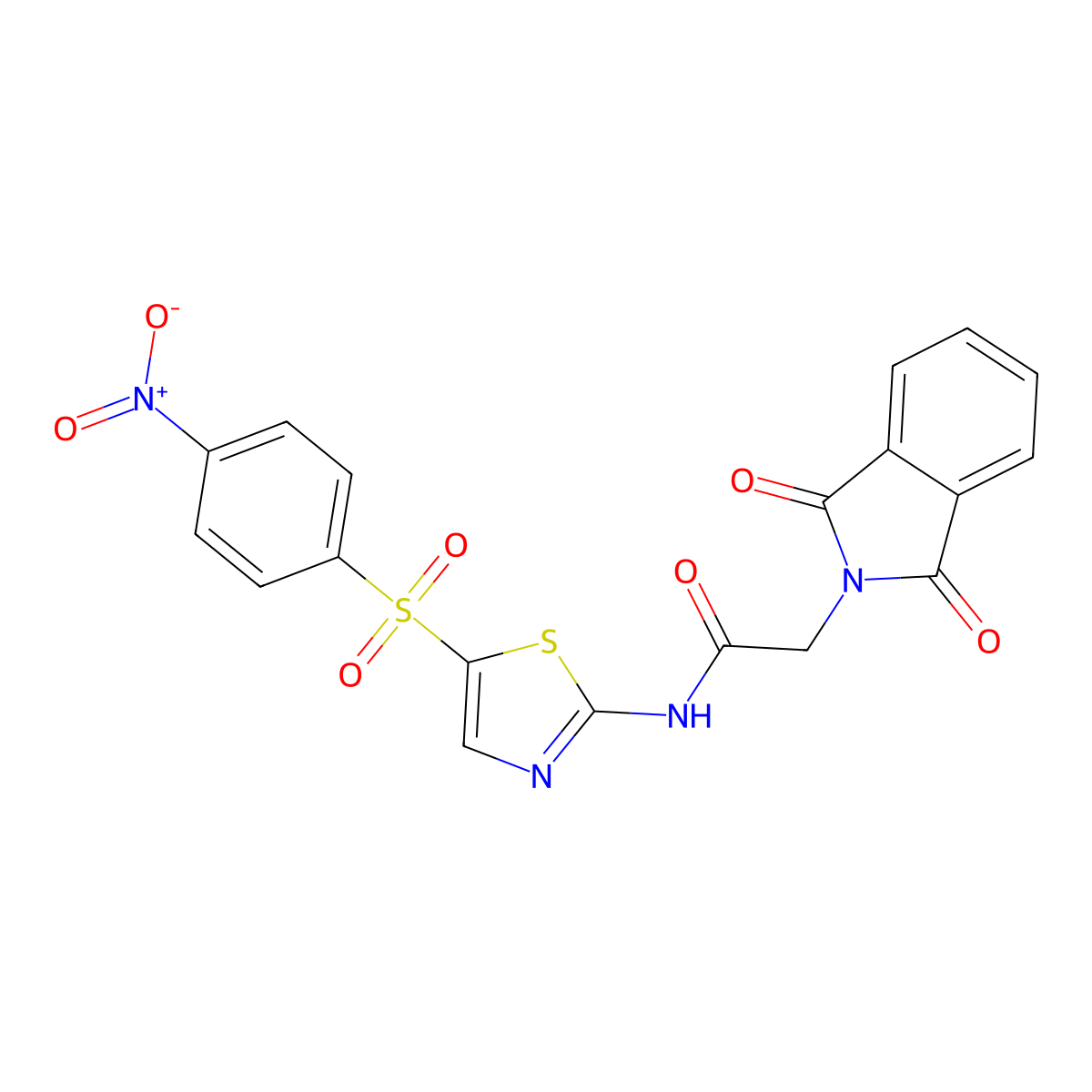 2-(1,3-dioxo-1,3-dihydro-2H-isoindol-2-yl)-N-{5-[(4-nitrophenyl)sulfonyl]-1,3-thiazol-2-yl}acetamide molecular structure, CAS 349637-00-9