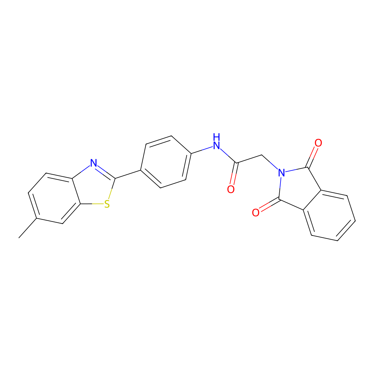 2-(1,3-dioxo-1,3-dihydro-2H-isoindol-2-yl)-N-[4-(6-methyl-1,3-benzothiazol-2-yl)phenyl]acetamide molecular structure, CAS 349637-02-1