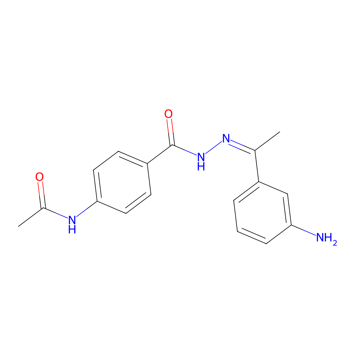 N-[4-({2-[(E)-1-(3-Aminophenyl)ethylidene]hydrazino}carbonyl)phenyl]acetamide molecular structure, CAS 349638-38-6