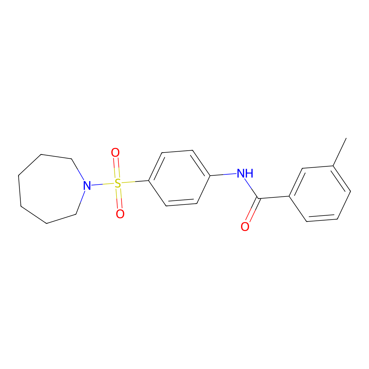 N-[4-(azepan-1-ylsulfonyl)phenyl]-3-methylbenzamide molecular structure, CAS 349639-93-6