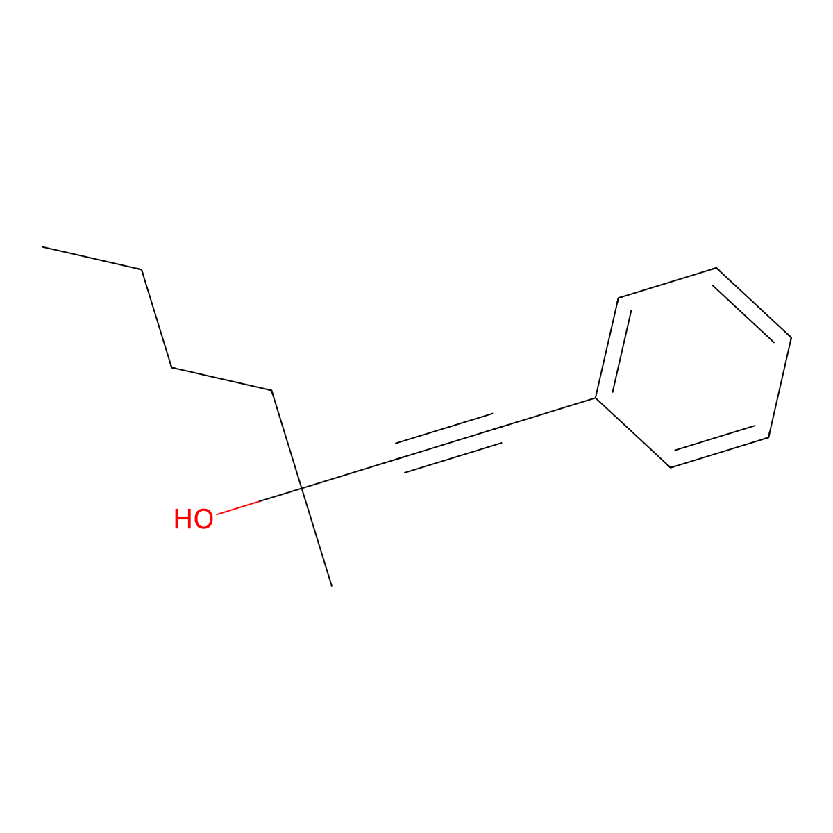 3-Methyl-1-phenyl-1-heptyn-3-ol molecular structure, CAS 34964-60-8