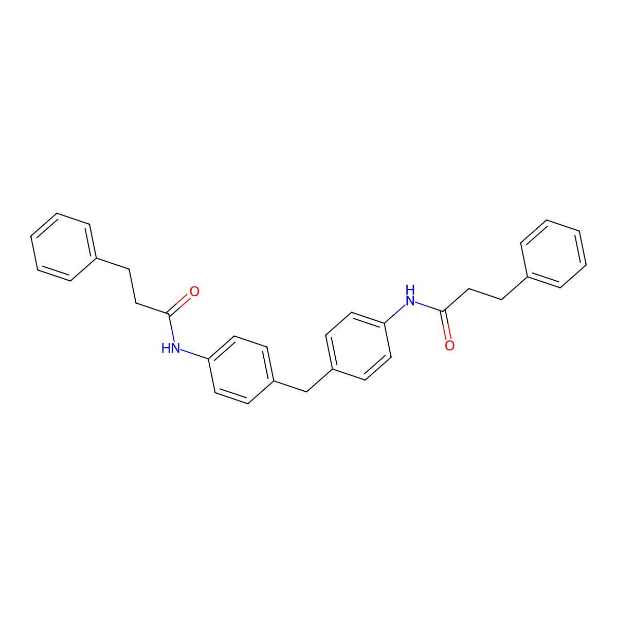 3-phenyl-N-(4-{4-[(3-phenylpropanoyl)amino]benzyl}phenyl)propanamide molecular structure, CAS 349640-00-2
