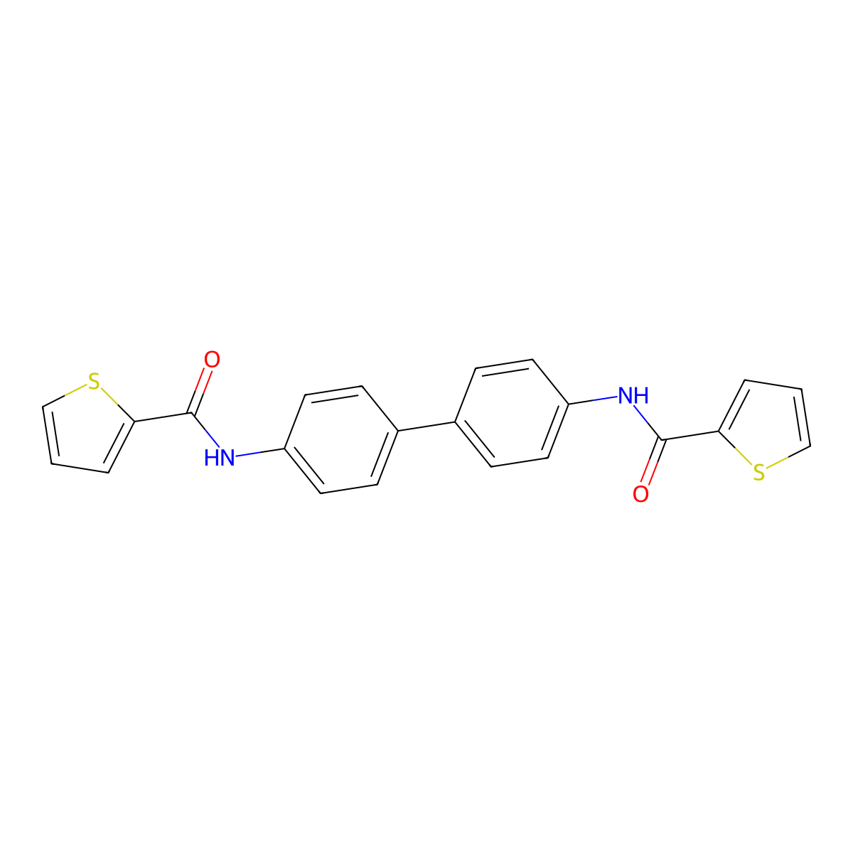 N-[4-[4-(thiophene-2-carbonylamino)phenyl]phenyl]thiophene-2-carboxamide molecular structure, CAS 349640-92-2