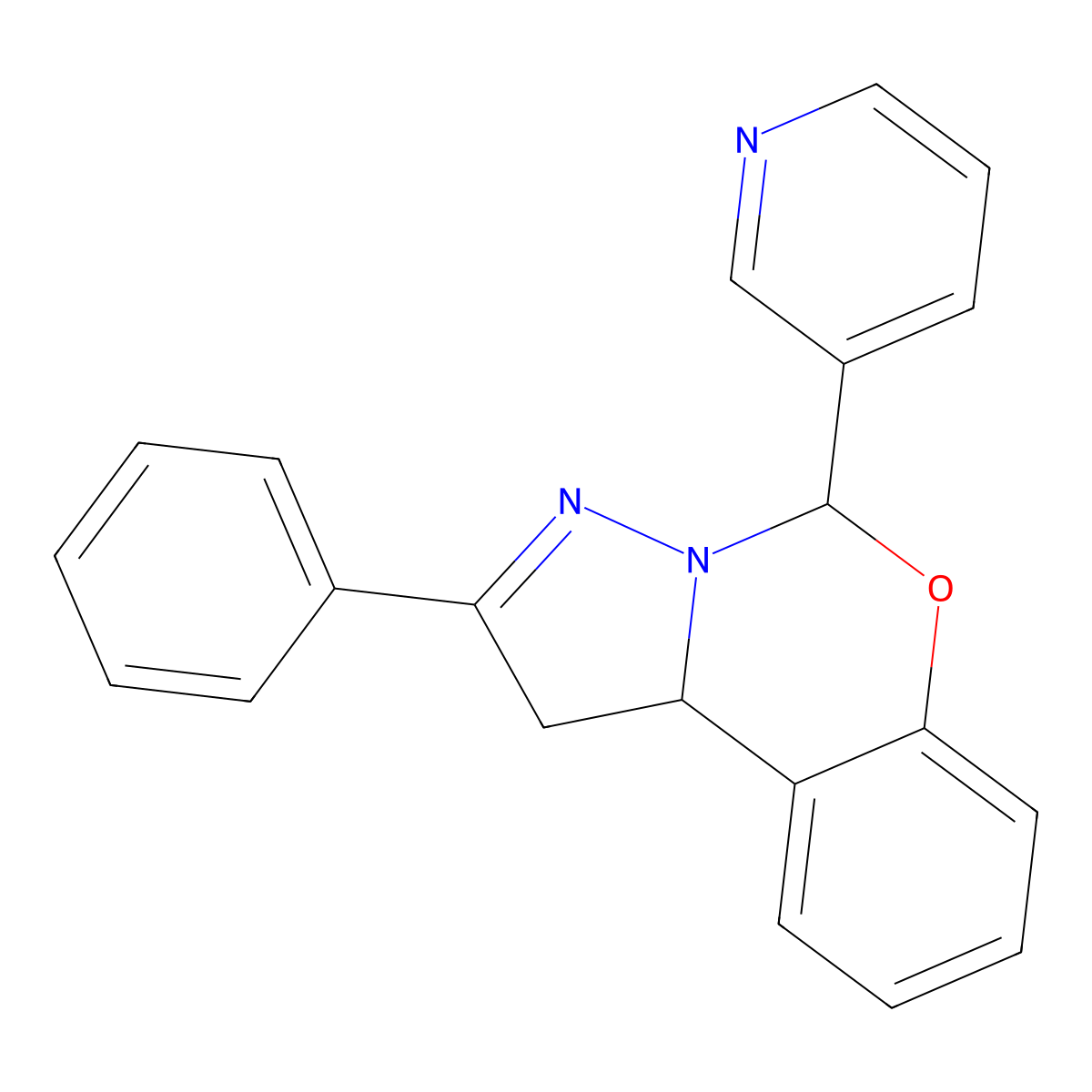 2-Phenyl-5-(3-pyridinyl)-1,10b-dihydropyrazolo[1,5-c][1,3]benzoxazine molecular structure, CAS 349643-59-0