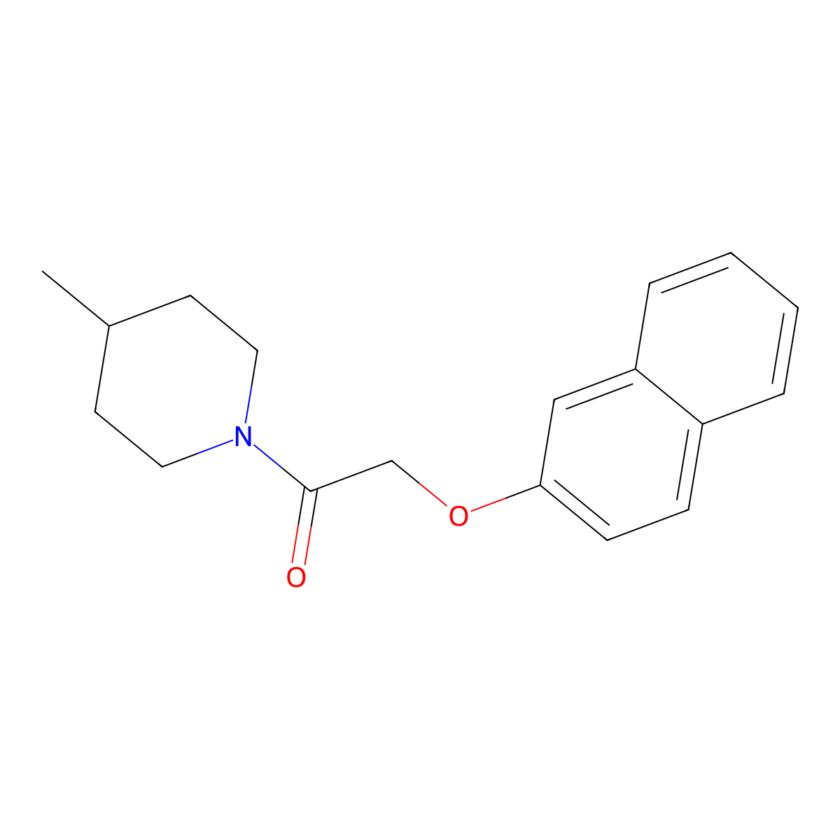 4-Methyl-1-[(2-naphthyloxy)acetyl]piperidine molecular structure, CAS 349644-00-4
