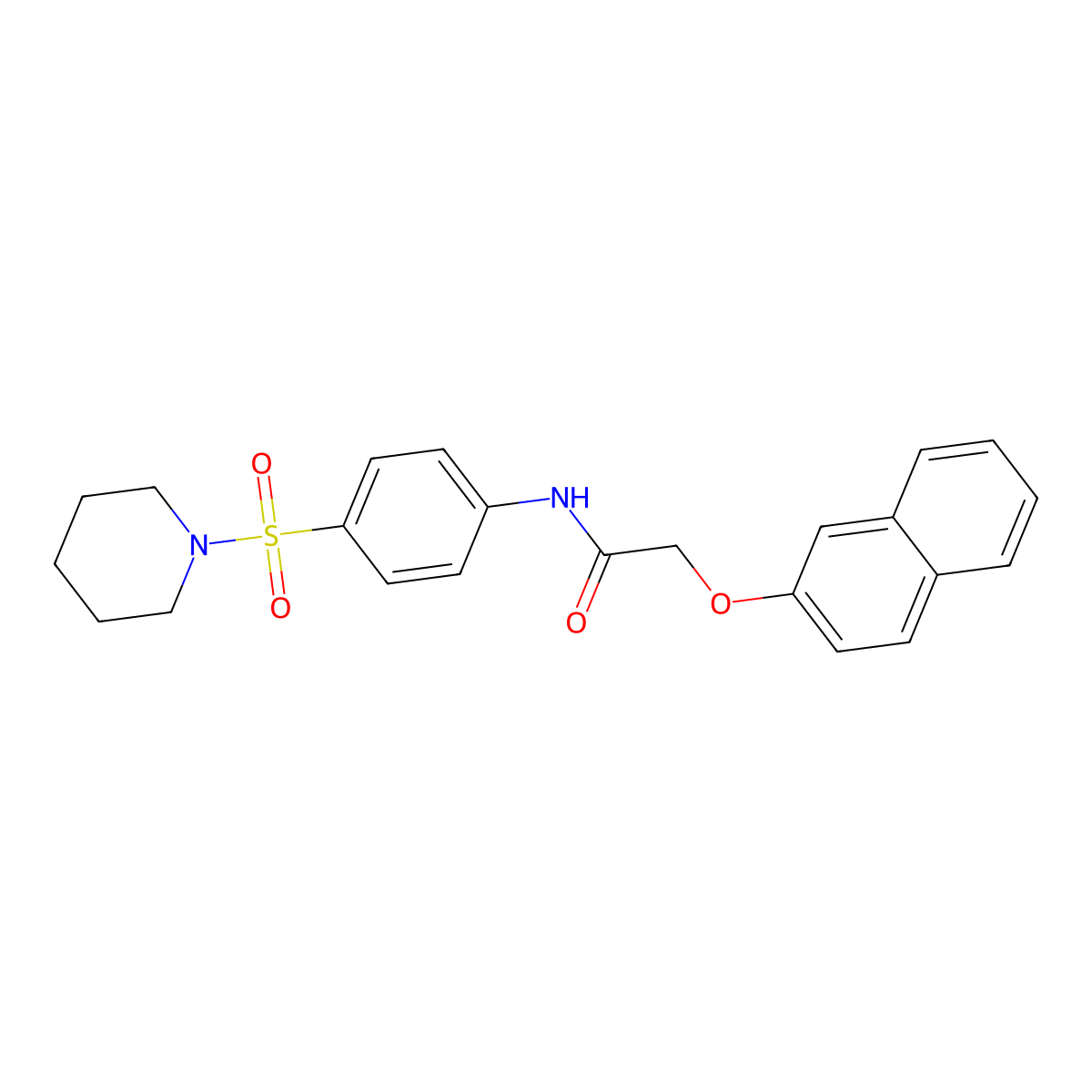 2-naphthalen-2-yloxy-N-(4-piperidin-1-ylsulfonylphenyl)acetamide molecular structure, CAS 349644-53-7