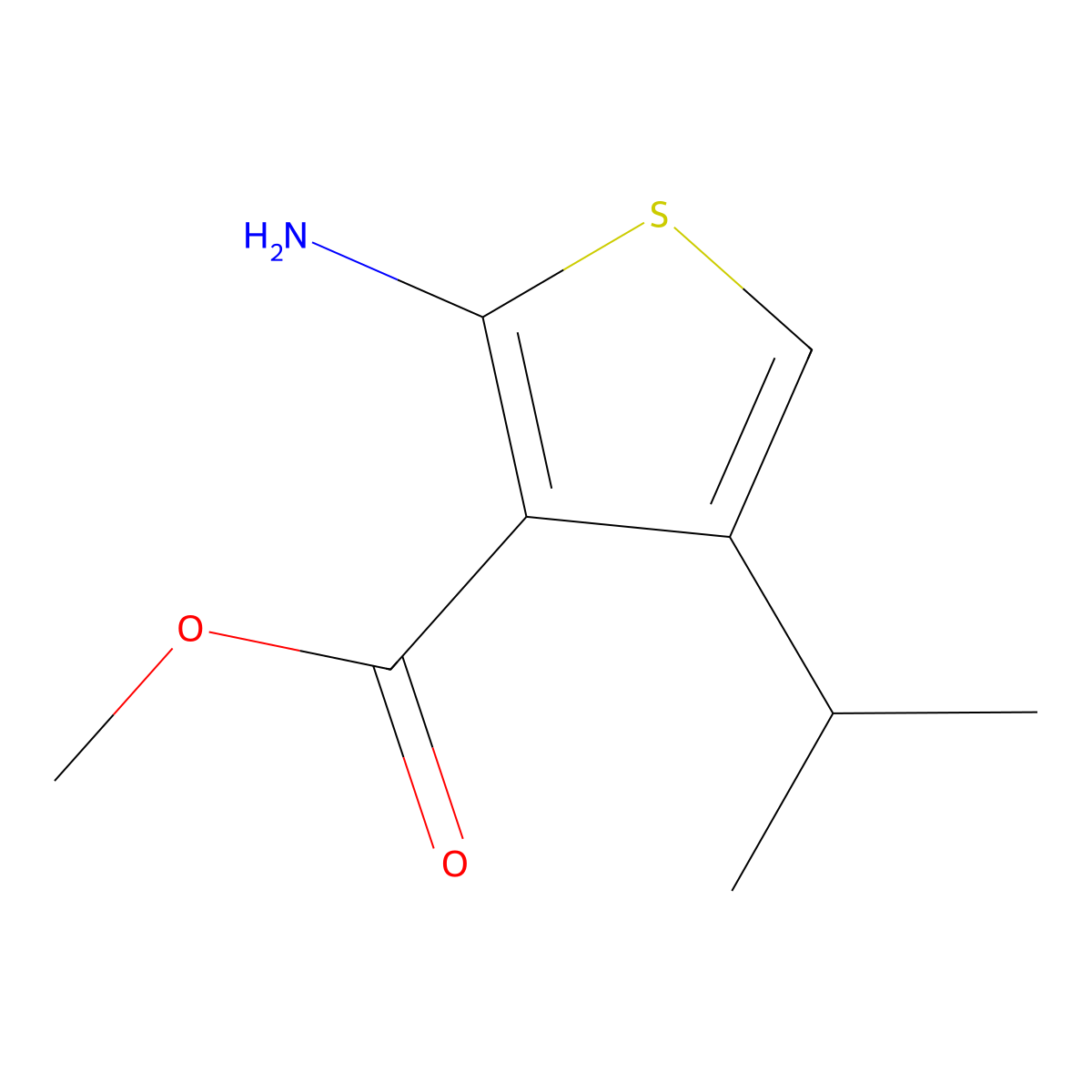 Methyl 2-amino-4-isopropylthiophene-3-carboxylate molecular structure, CAS 349662-66-4