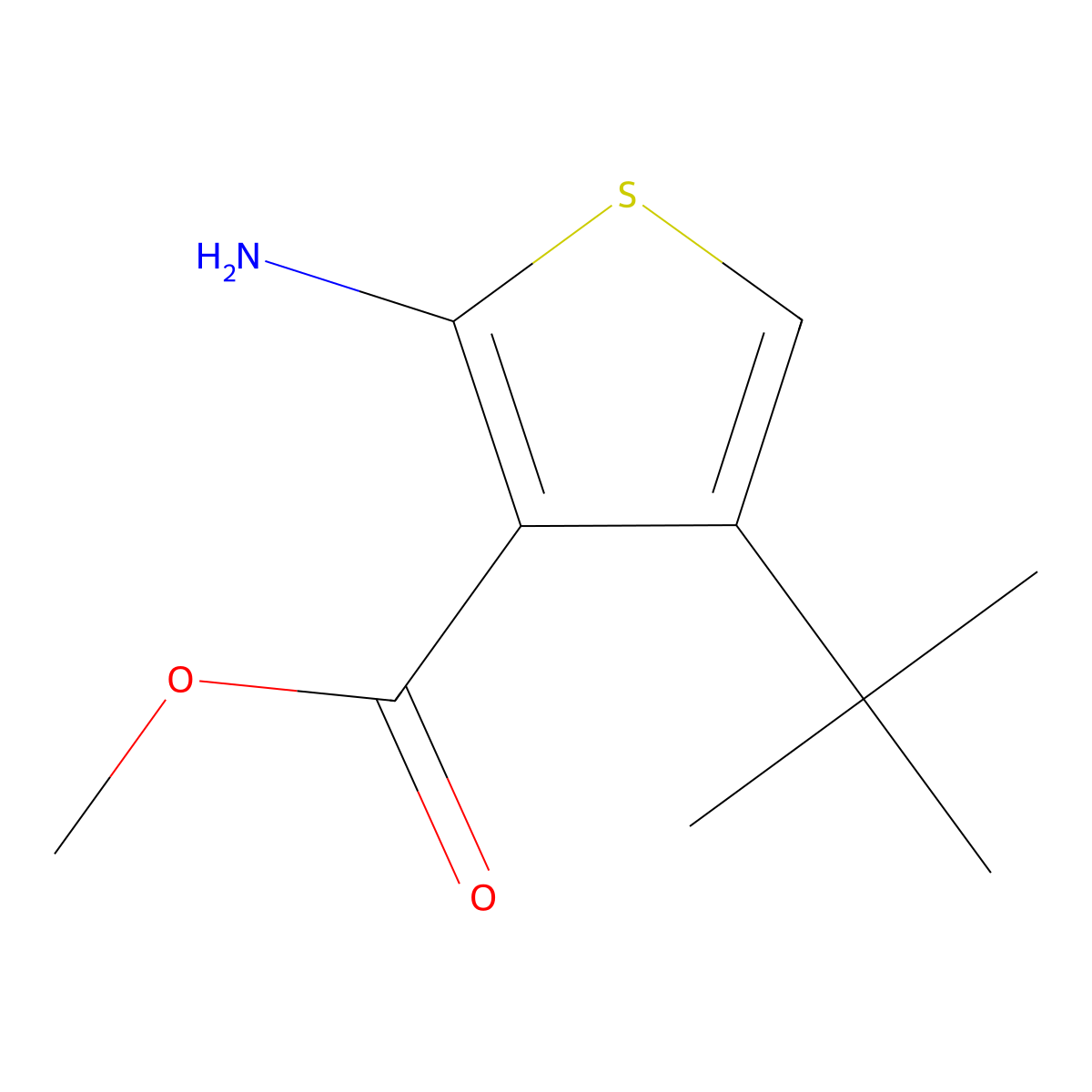 Methyl 2-amino-4-tert-butylthiophene-3-carboxylate molecular structure, CAS 349662-74-4