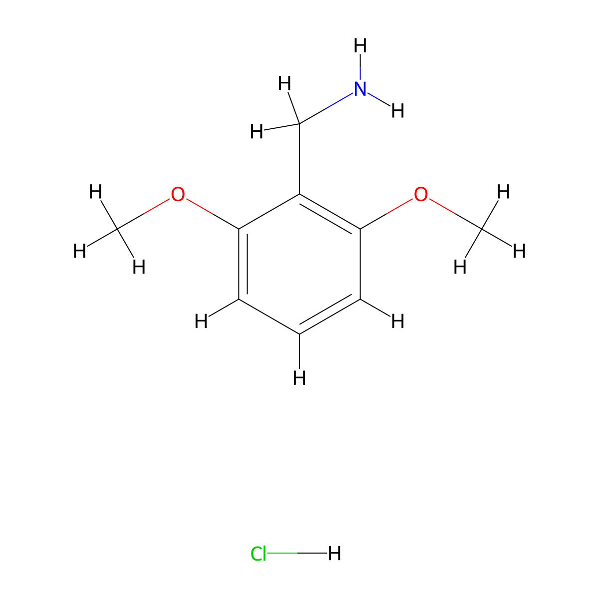 (2,6-Dimethoxyphenyl)methanamine hydrochloride molecular structure, CAS 34967-23-2