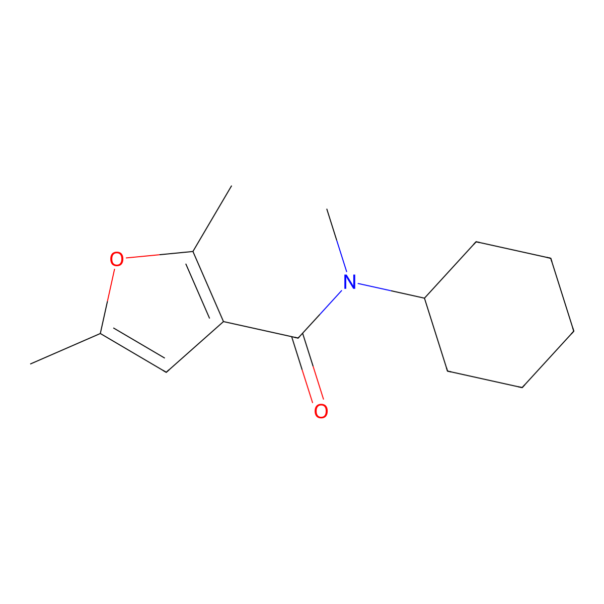 N-cyclohexyl-N,2,5-trimethylfuran-3-carboxamide molecular structure, CAS 34967-98-1