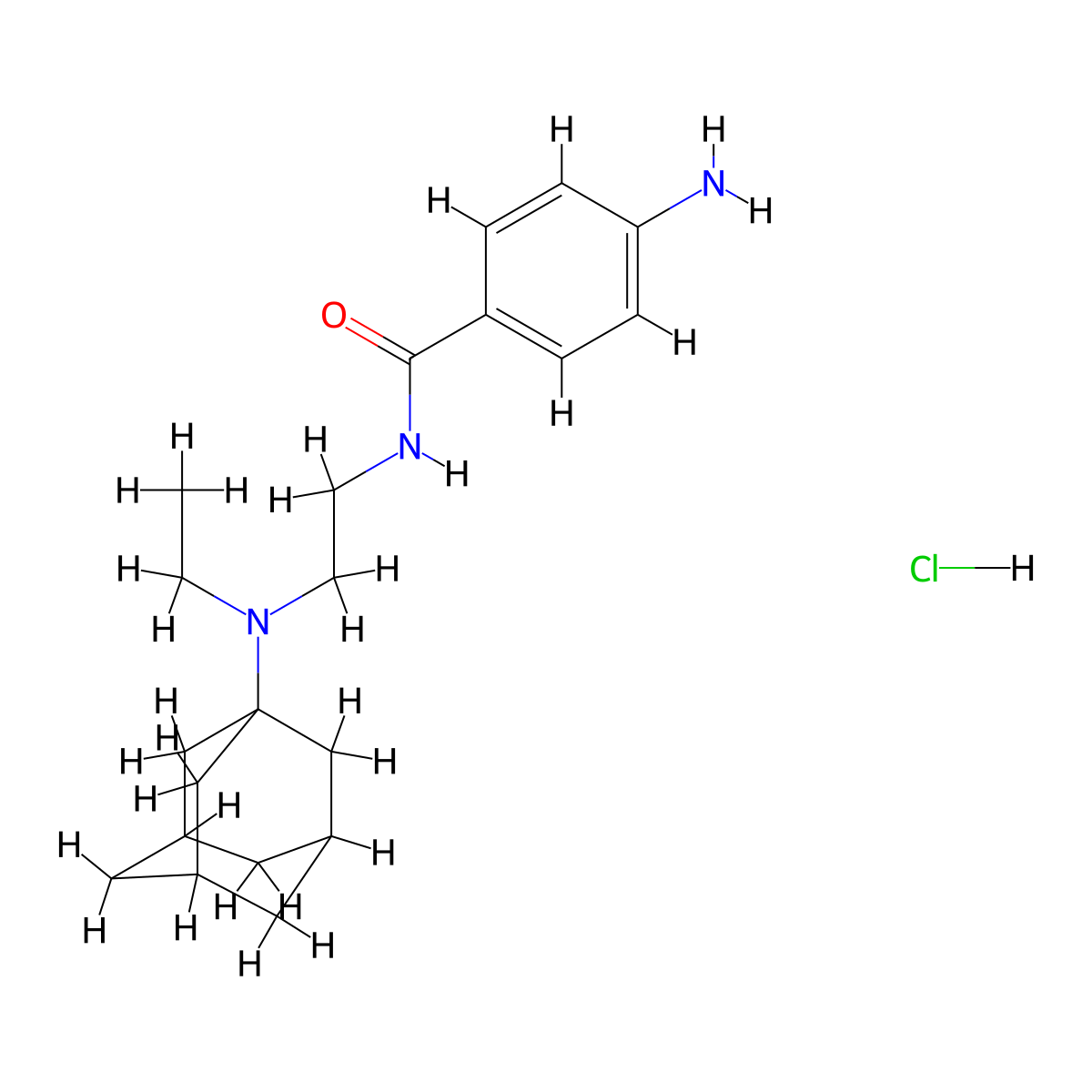 Benzamide, 4-amino-N-(2-(ethyltricyclo(3.3.1.1(sup 3,7))dec-1-ylamino)ethyl)-, monohydrochloride molecular structure, CAS 34969-15-8