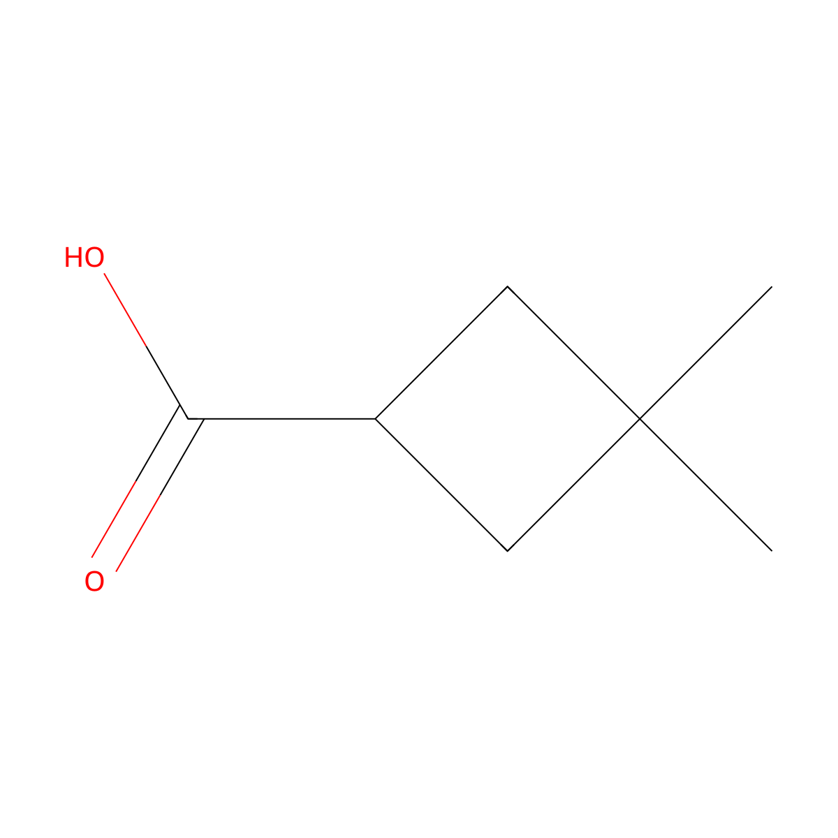 3,3-Dimethylcyclobutanecarboxylic acid molecular structure, CAS 34970-18-8