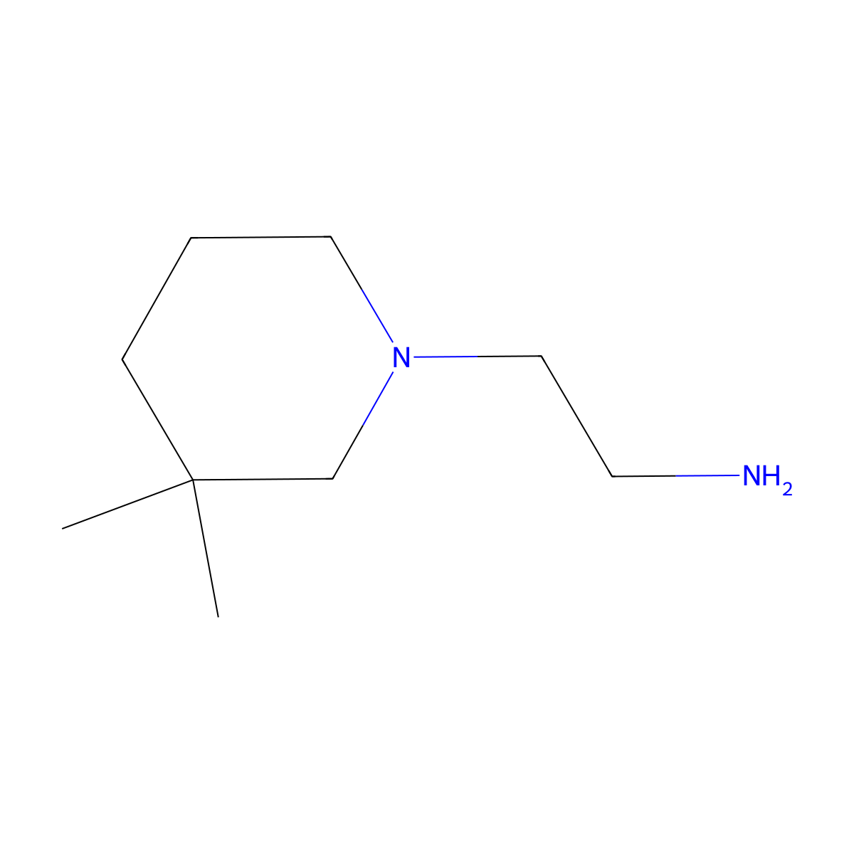 2-(3,3-Dimethylpiperidin-1-yl)ethan-1-amine molecular structure, CAS 34970-93-9