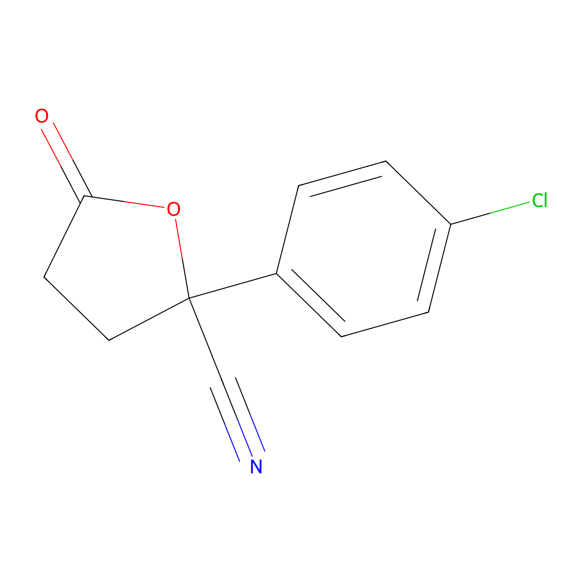 2-Furancarbonitrile, tetrahydro-2-(p-chlorophenyl)-5-oxo- molecular structure, CAS 34971-15-8