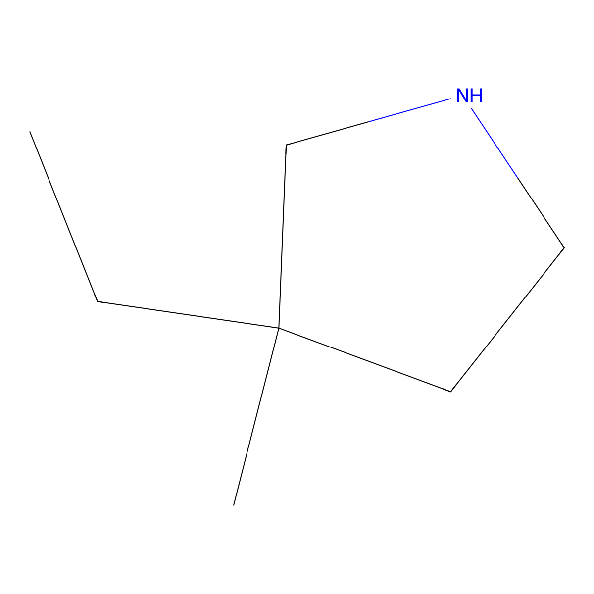 3-Ethyl-3-methylpyrrolidine molecular structure, CAS 34971-67-0