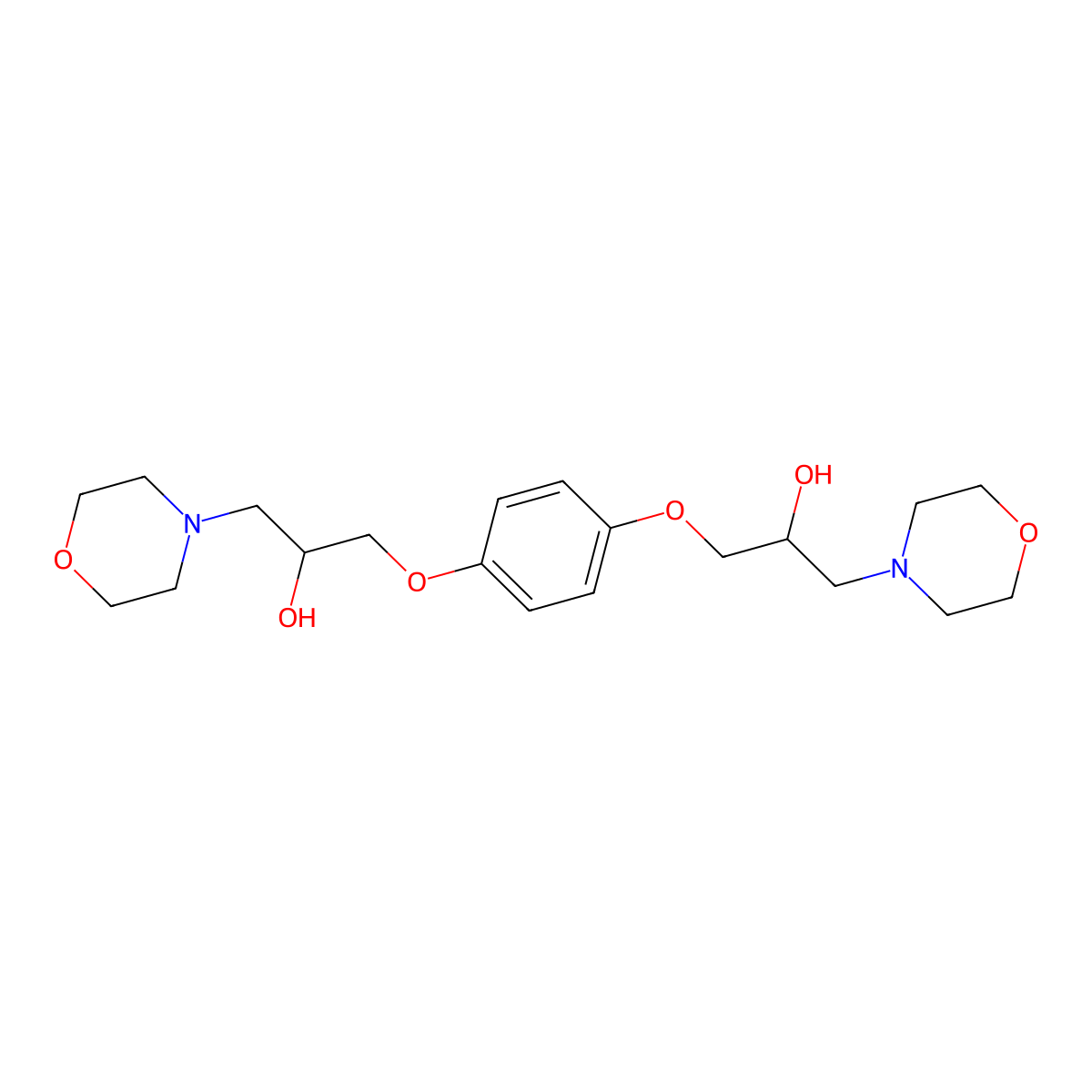 1-[4-(2-Hydroxy-3-morpholin-4-ylpropoxy)phenoxy]-3-morpholin-4-ylpropan-2-ol molecular structure, CAS 34972-11-7