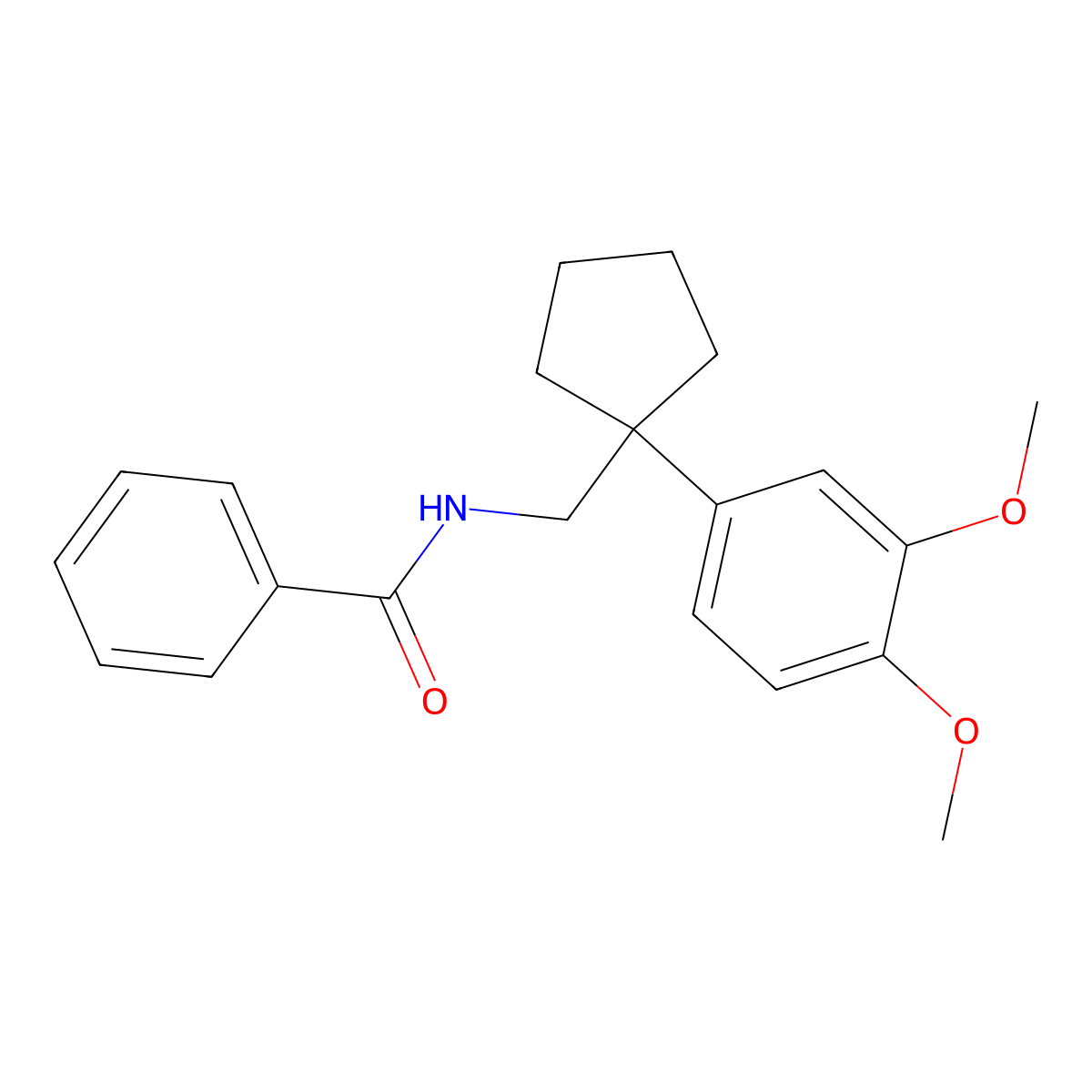 N-[[1-(3,4-dimethoxyphenyl)cyclopentyl]methyl]benzamide molecular structure, CAS 34974-79-3