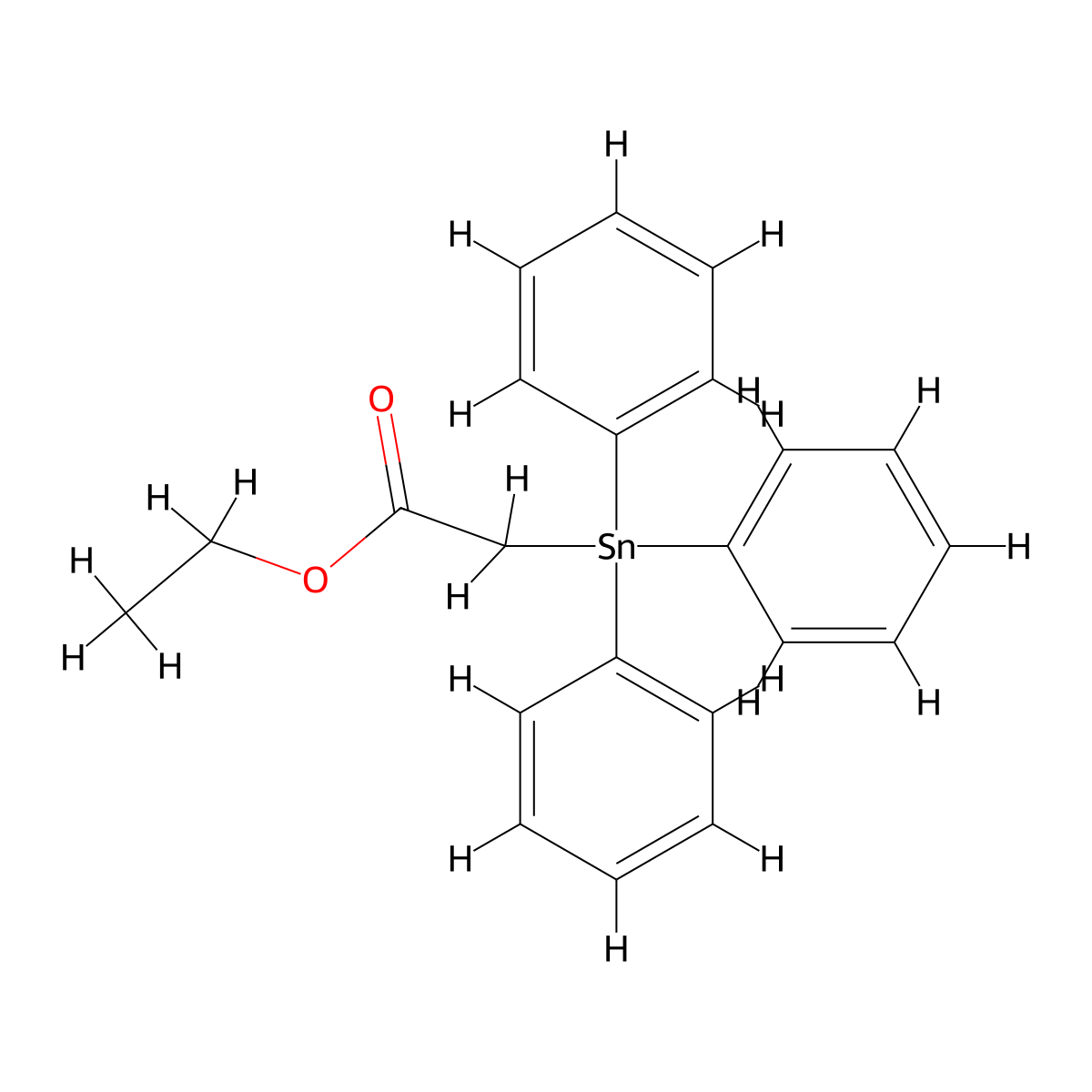 Acetic acid, (triphenylstannyl)-, ethyl ester molecular structure, CAS 34982-24-6
