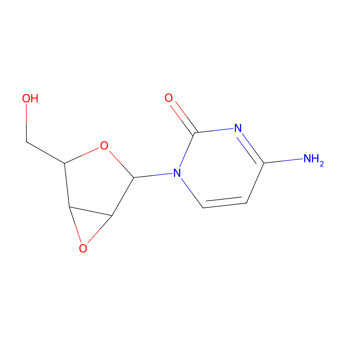 1-(2,3-Anhydrolyxofuranosyl)cytosine molecular structure, CAS 34989-27-0