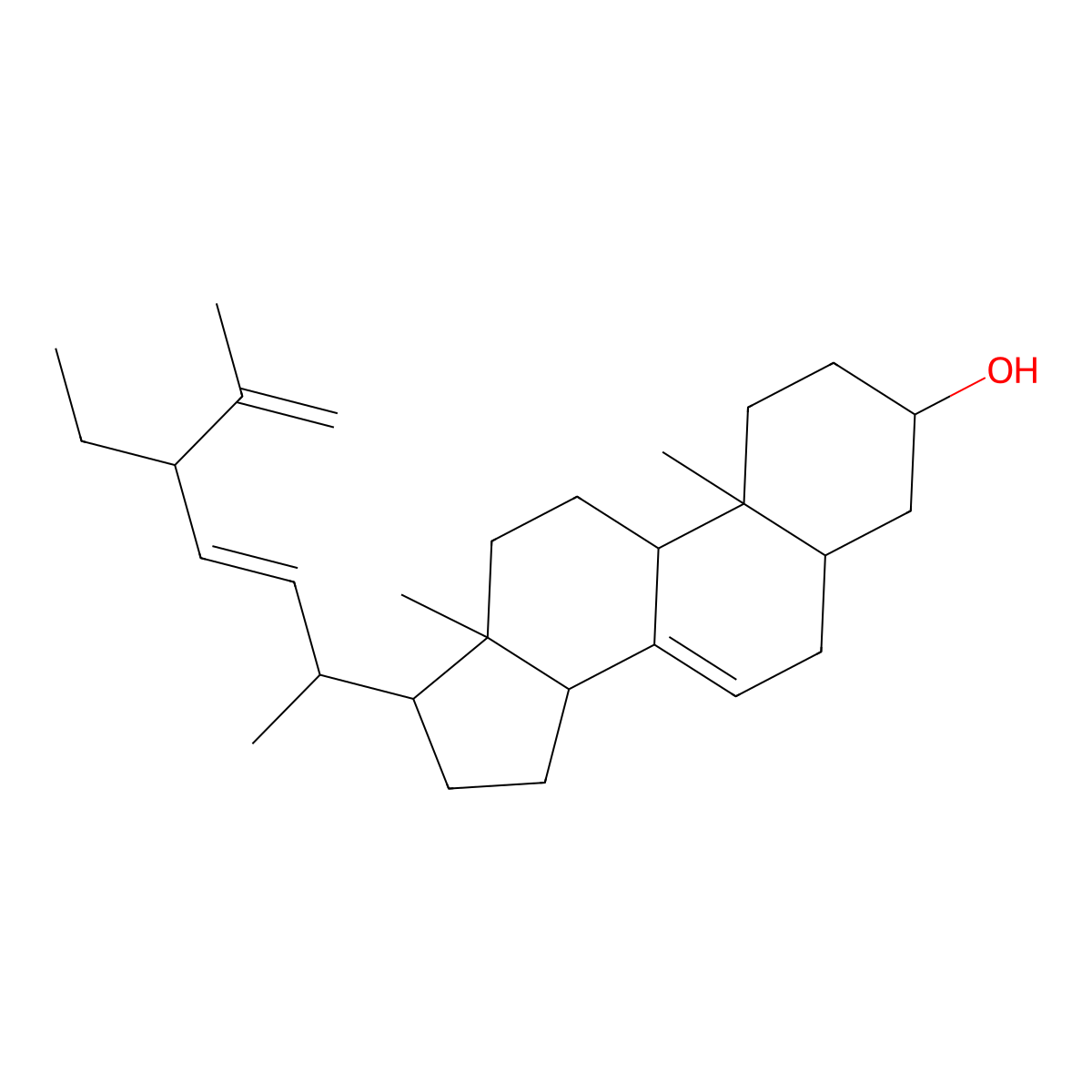 (3beta,5alpha,22E,24S)-Stigmasta-7,22,25-trien-3-ol molecular structure, CAS 34991-42-9