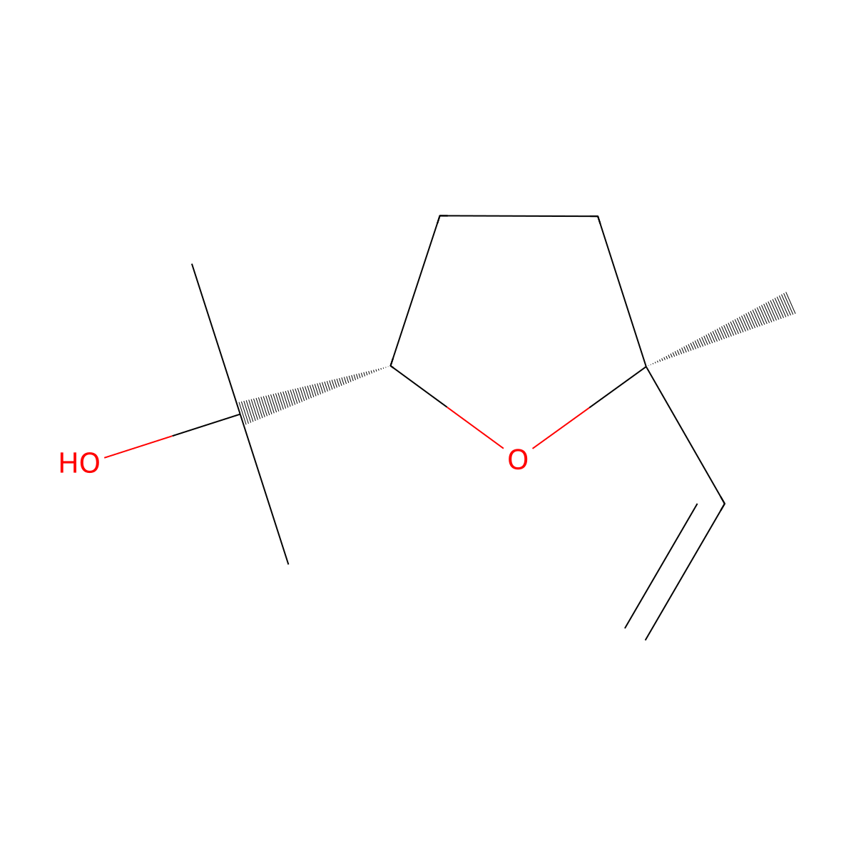 2-Furanmethanol, 5-ethenyltetrahydro-alpha,alpha,5-trimethyl-, trans- molecular structure, CAS 34995-77-2