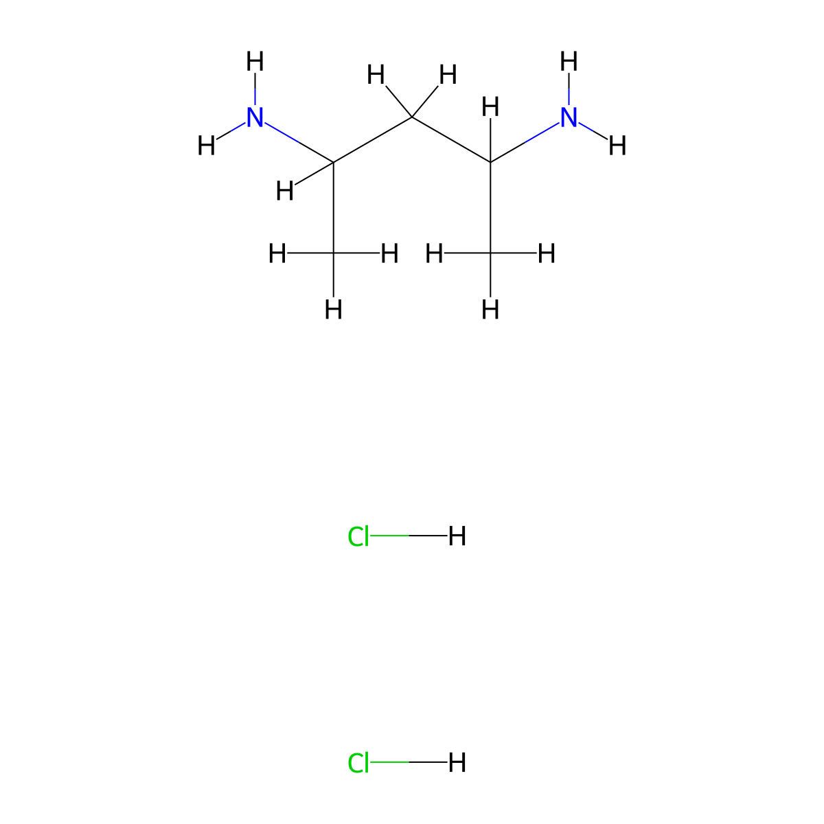 Pentane-2,4-diamine dihydrochloride molecular structure, CAS 34998-96-4