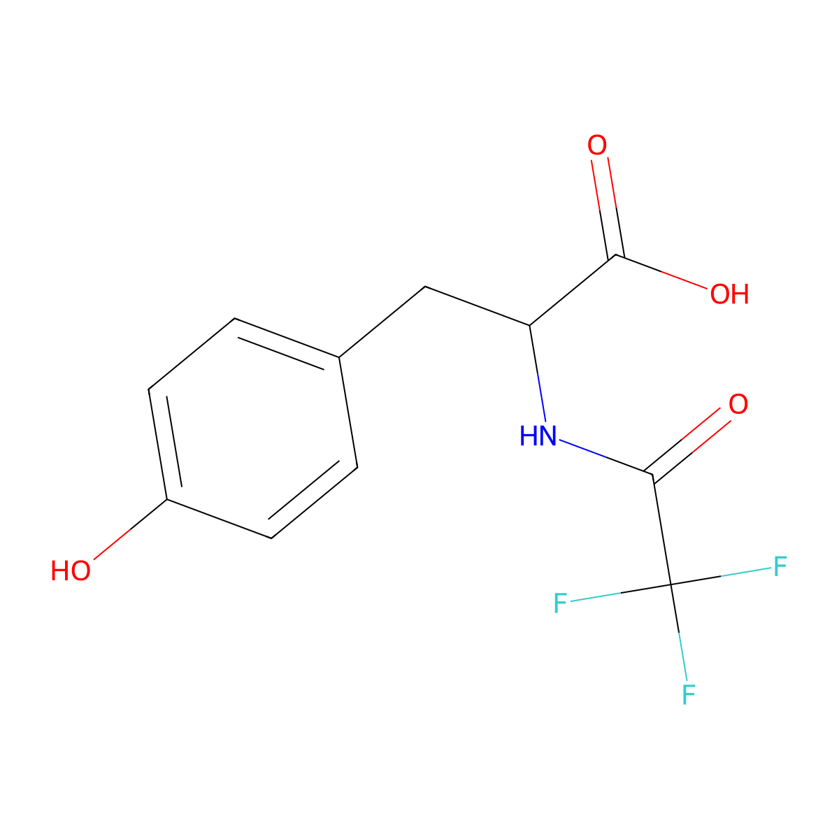 (2S)-3-(4-hydroxyphenyl)-2-(trifluoroacetamido)propanoic acid molecular structure, CAS 350-10-7