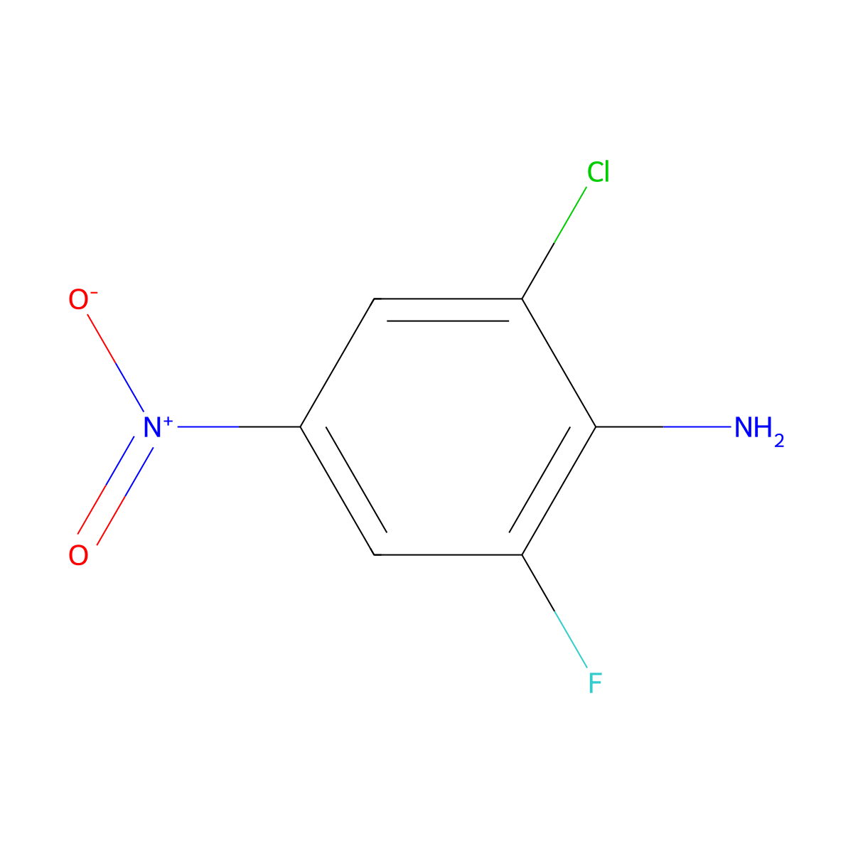 2-Chloro-6-fluoro-4-nitroaniline molecular structure, CAS 350-20-9