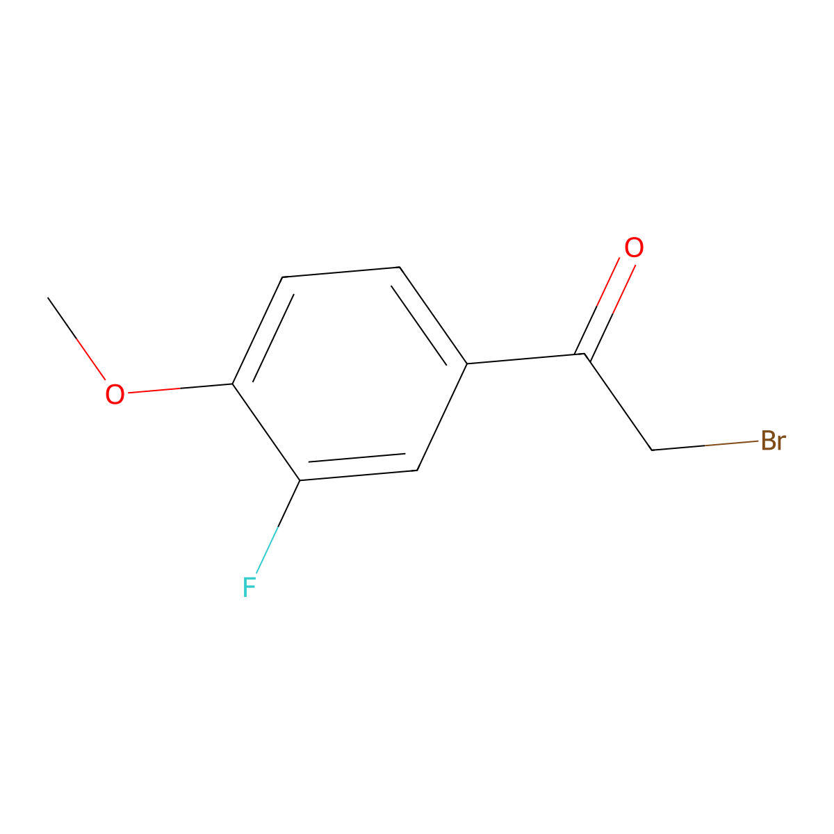 3-Fluoro-4-methoxyphenacyl bromide molecular structure, CAS 350-27-6