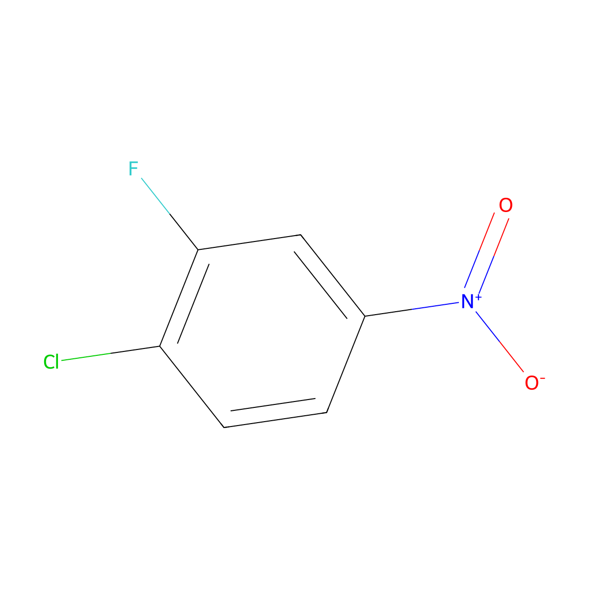 1-Chloro-2-fluoro-4-nitrobenzene molecular structure, CAS 350-31-2